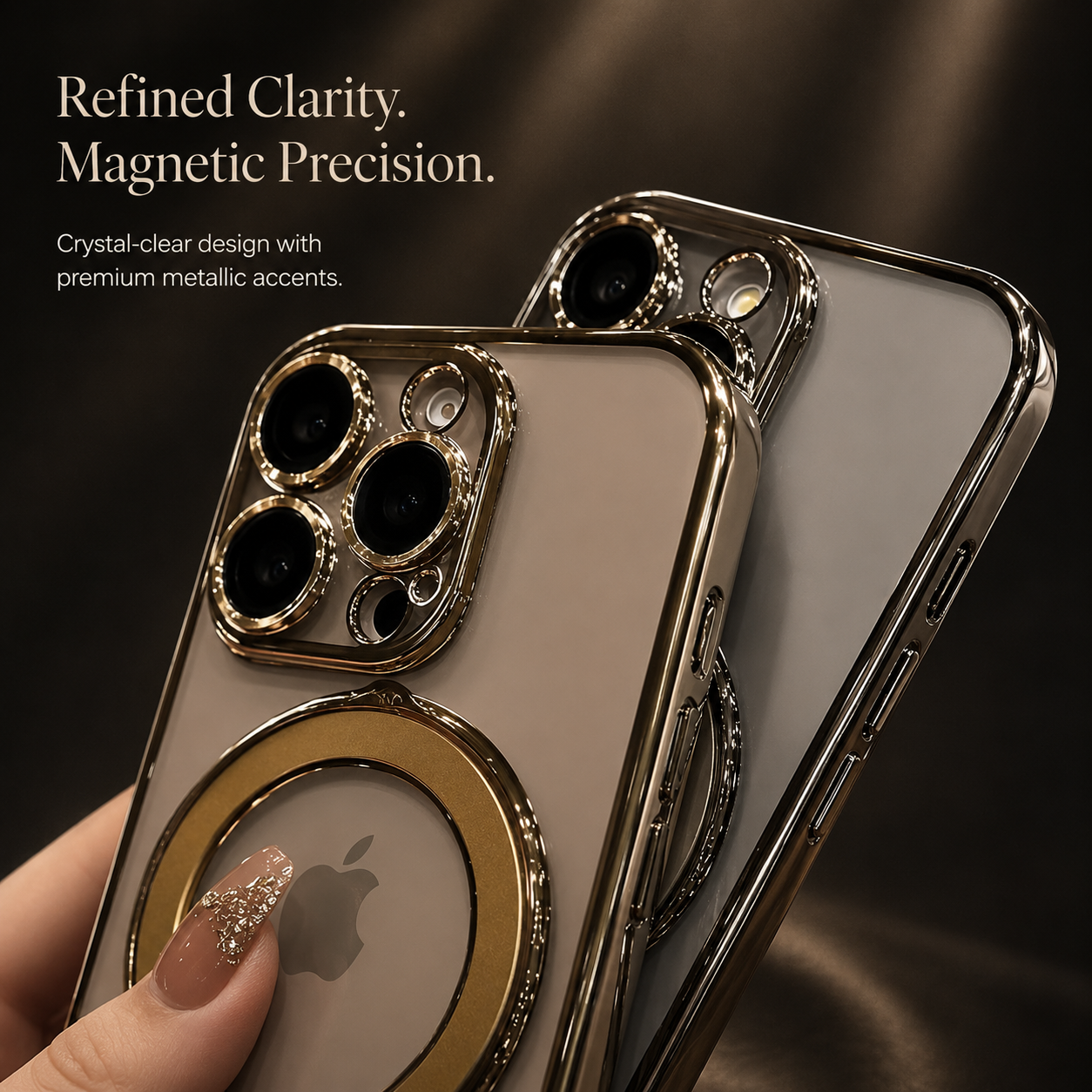 **Premium iPhone Case Magnetic Clear Acrylic Cover MagSafe Compatible Shockproof Camera Lens Protection Slim Stand Anti Fingerprint Protective Design**