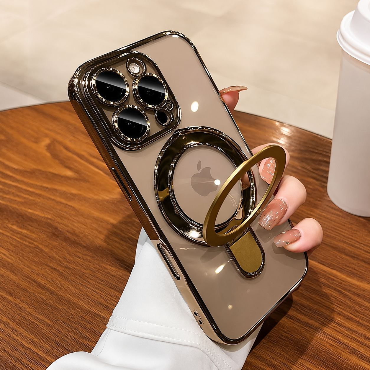 **Premium iPhone Case Magnetic Clear Acrylic Cover MagSafe Compatible Shockproof Camera Lens Protection Slim Stand Anti Fingerprint Protective Design**