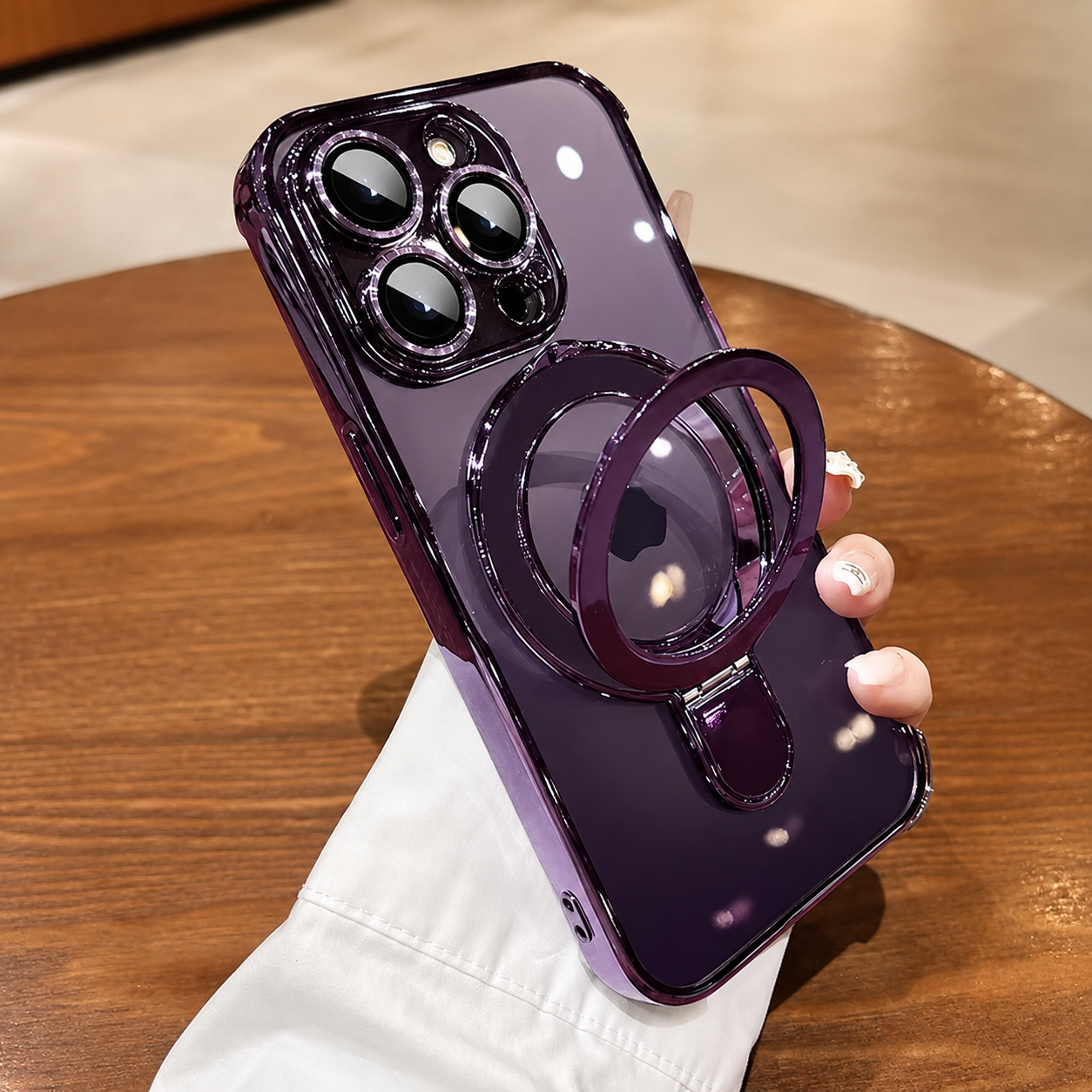 **Premium iPhone Case Magnetic Clear Acrylic Cover MagSafe Compatible Shockproof Camera Lens Protection Slim Stand Anti Fingerprint Protective Design**