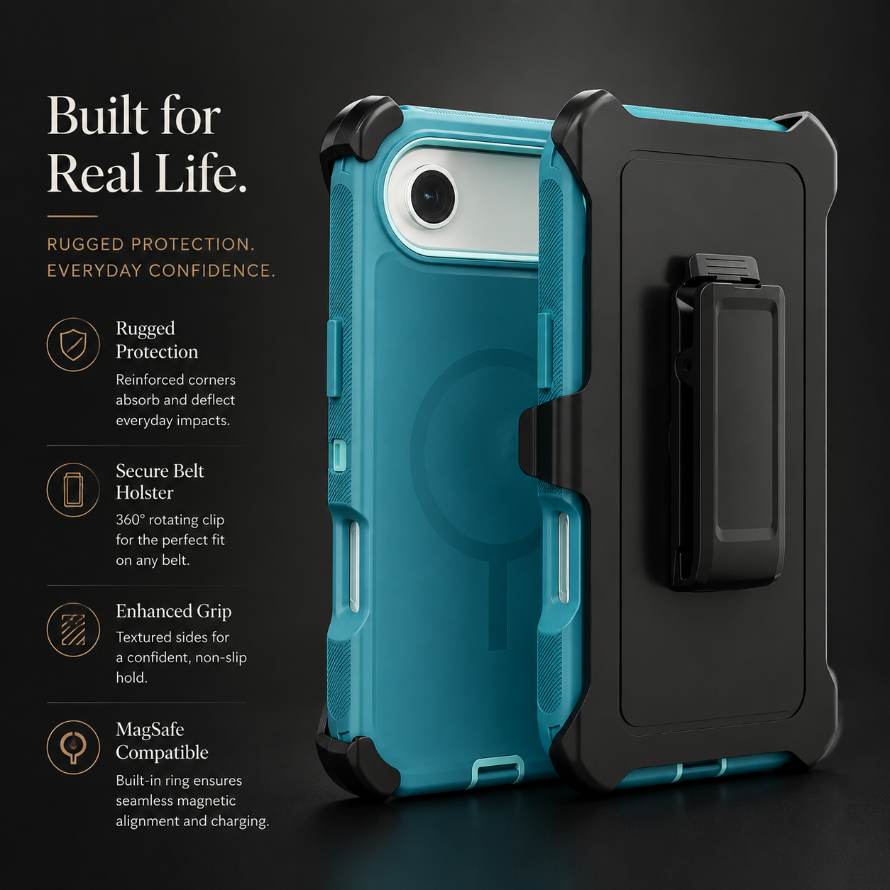 Premium iPhone Case Magnetic Defender Box Cover Shockproof Armor TPU PC Belt Clip Holder Full Port Protection Camera Protection Rugged Design
