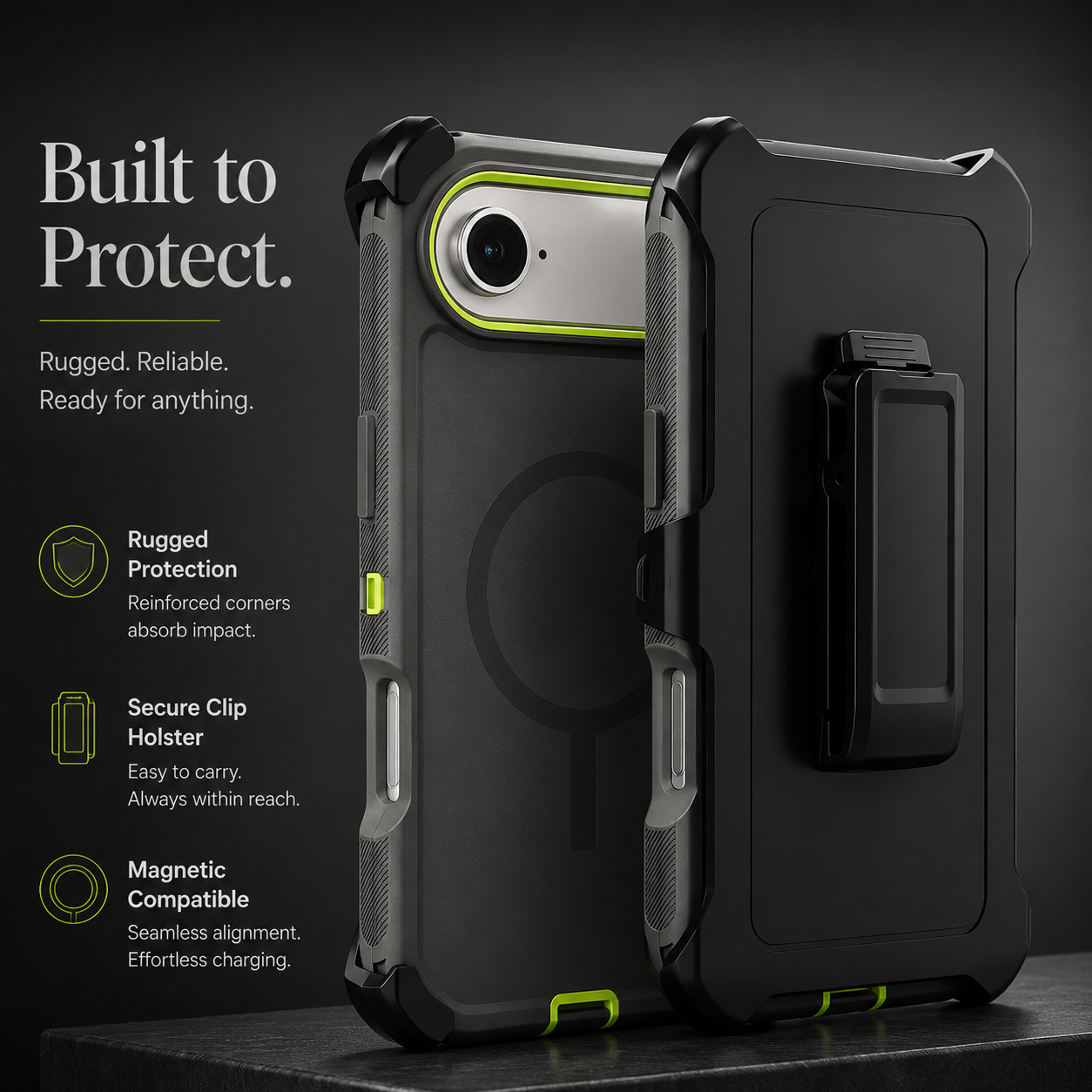 Premium iPhone Case Magnetic Defender Box Cover Shockproof Armor TPU PC Belt Clip Holder Full Port Protection Camera Protection Rugged Design