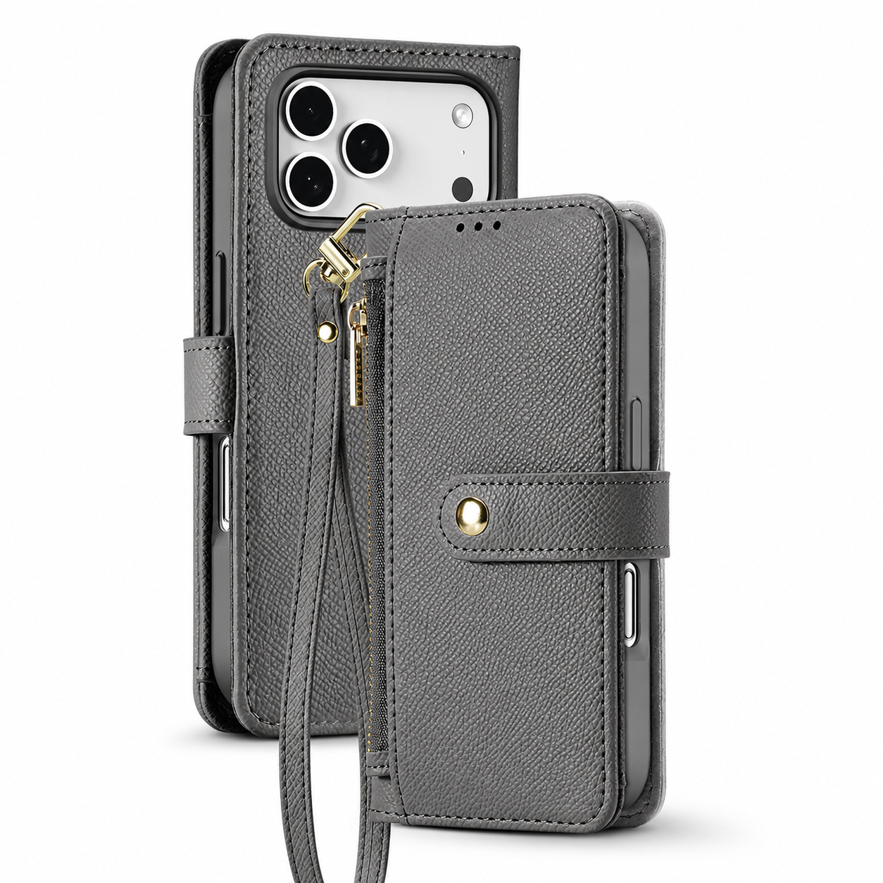 Premium iPhone Case Magnetic Detachable Wallet Cover Cow Leather Card Holder Shockproof Wireless Charging Support Anti Scratch Slim Protective Design