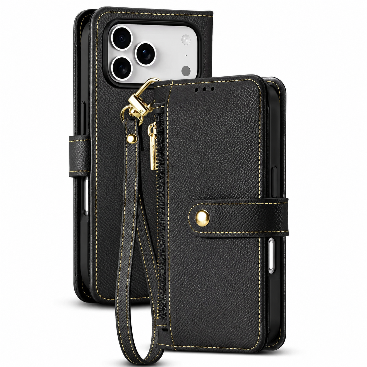Premium iPhone Case Magnetic Detachable Wallet Cover Cow Leather Card Holder Shockproof Wireless Charging Support Anti Scratch Slim Protective Design