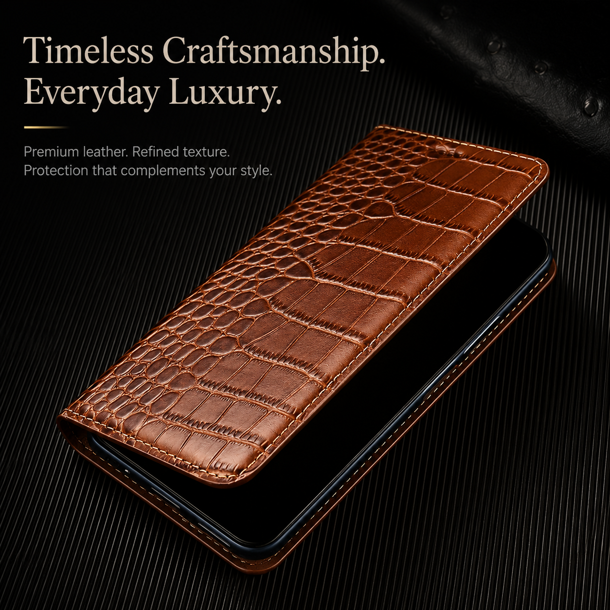 Premium iPhone Case Magnetic Flip Wallet Genuine Leather Cover Kickstand Shockproof Anti Scratch TPU Bumper Full Coverage Slim Protective Design