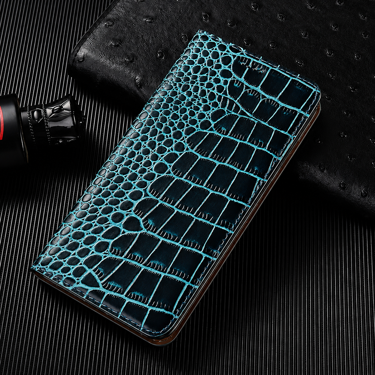 Premium iPhone Case Magnetic Flip Wallet Genuine Leather Cover Kickstand Shockproof Anti Scratch TPU Bumper Full Coverage Slim Protective Design