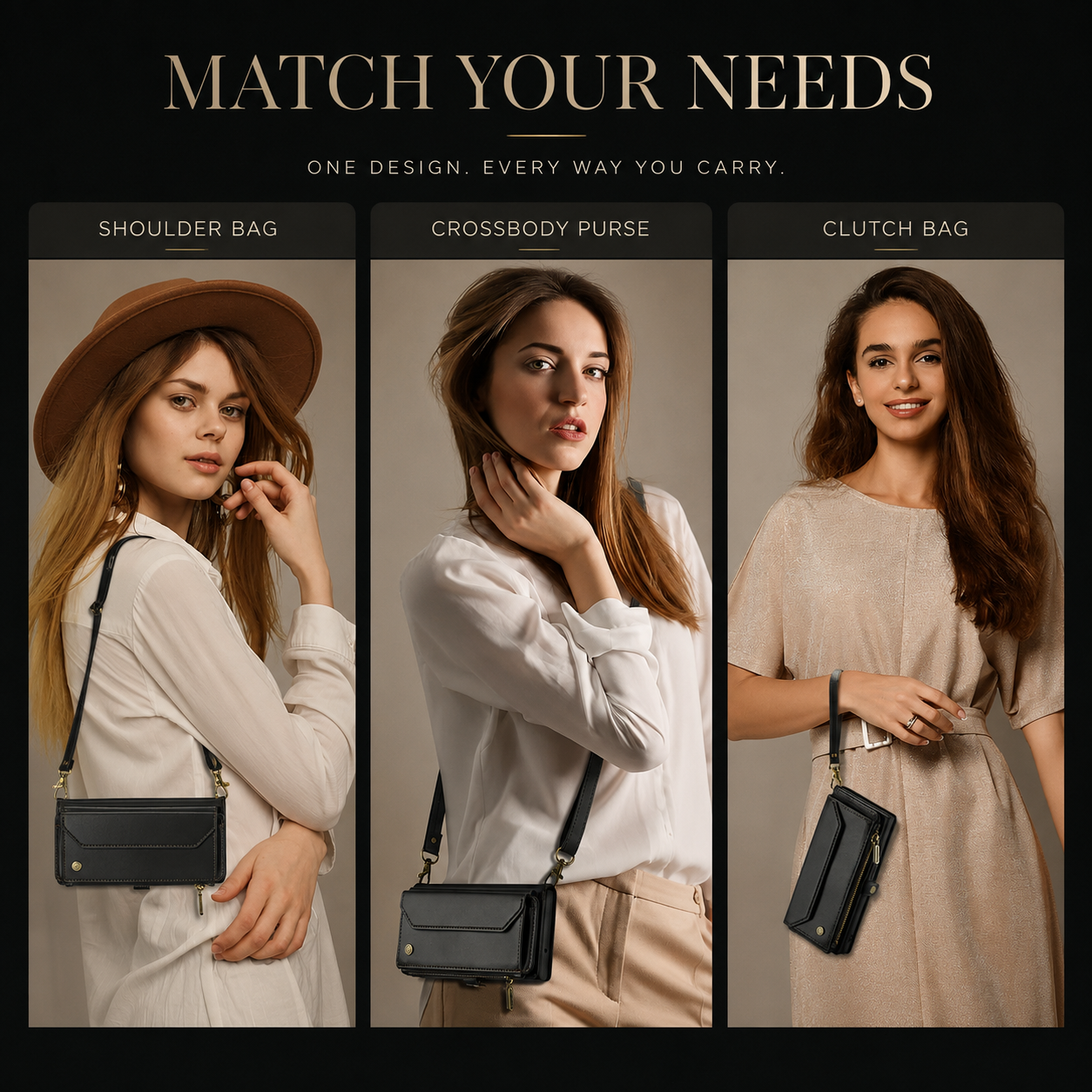 Premium iPhone Case Magnetic Flip Wallet PU Leather Cover RFID Blocking Card Holder Crossbody Strap Shockproof Full Coverage Slim Protective Design