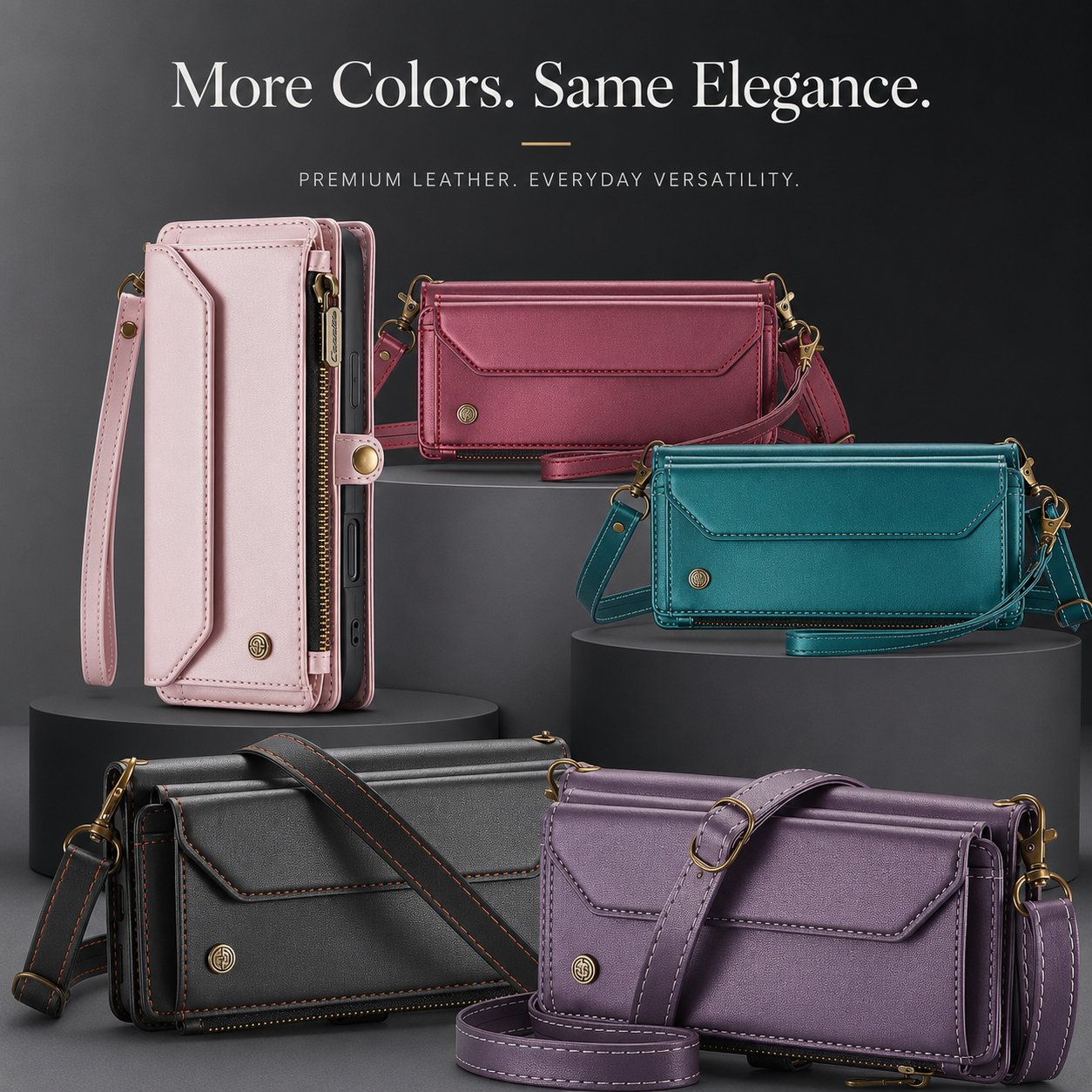Premium iPhone Case Magnetic Flip Wallet PU Leather Cover RFID Blocking Card Holder Crossbody Strap Shockproof Full Coverage Slim Protective Design