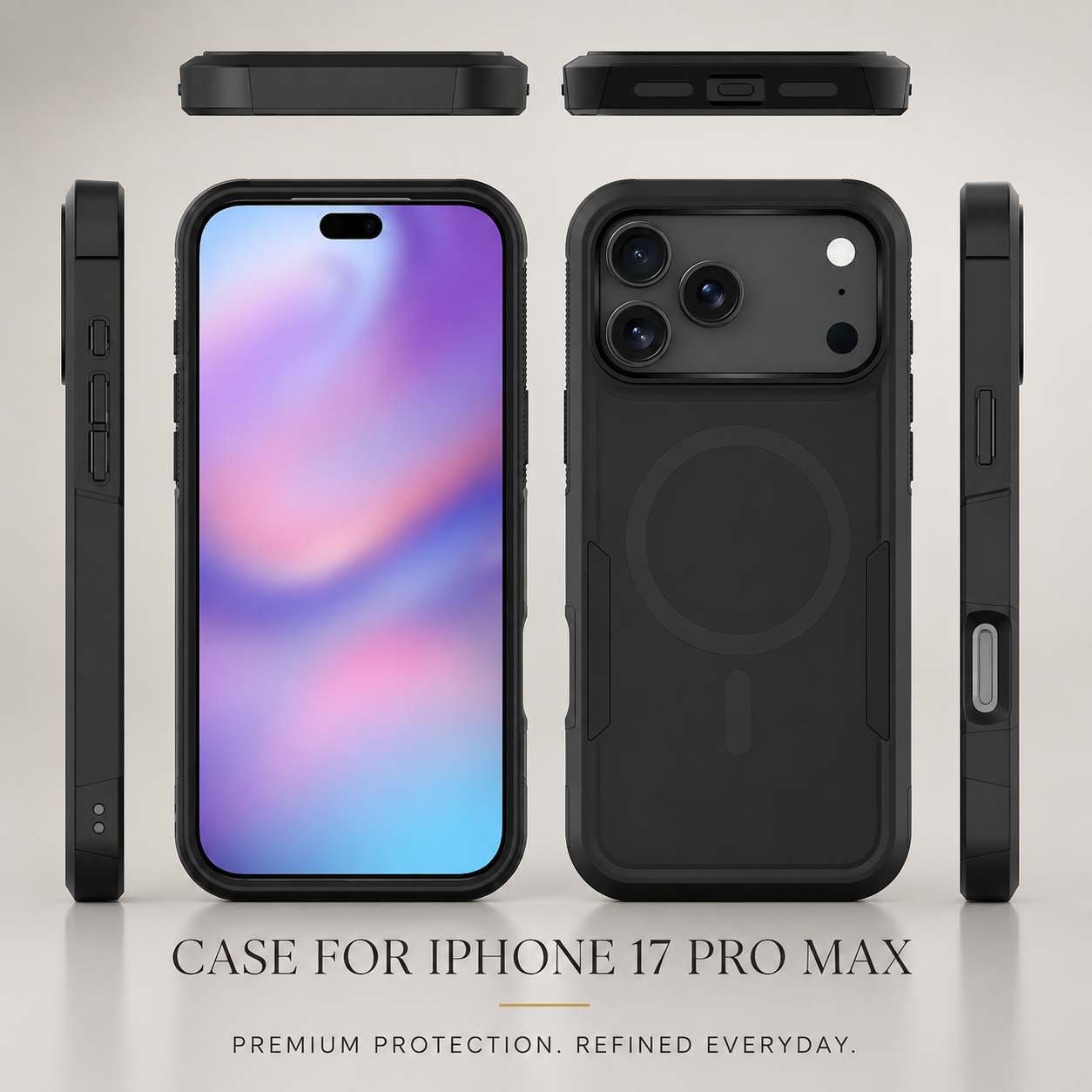 Premium iPhone Case Magnetic Heavy Armor Dual Layer PC TPU Cover Shockproof Protective Matte Anti Fingerprint Full Coverage Slim Design