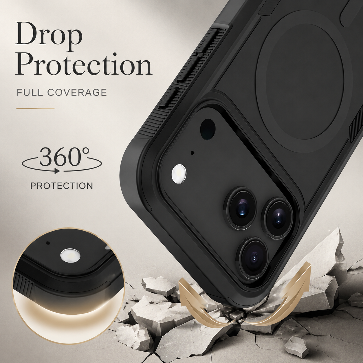 Premium iPhone Case Magnetic Heavy Armor Dual Layer PC TPU Cover Shockproof Protective Matte Anti Fingerprint Full Coverage Slim Design