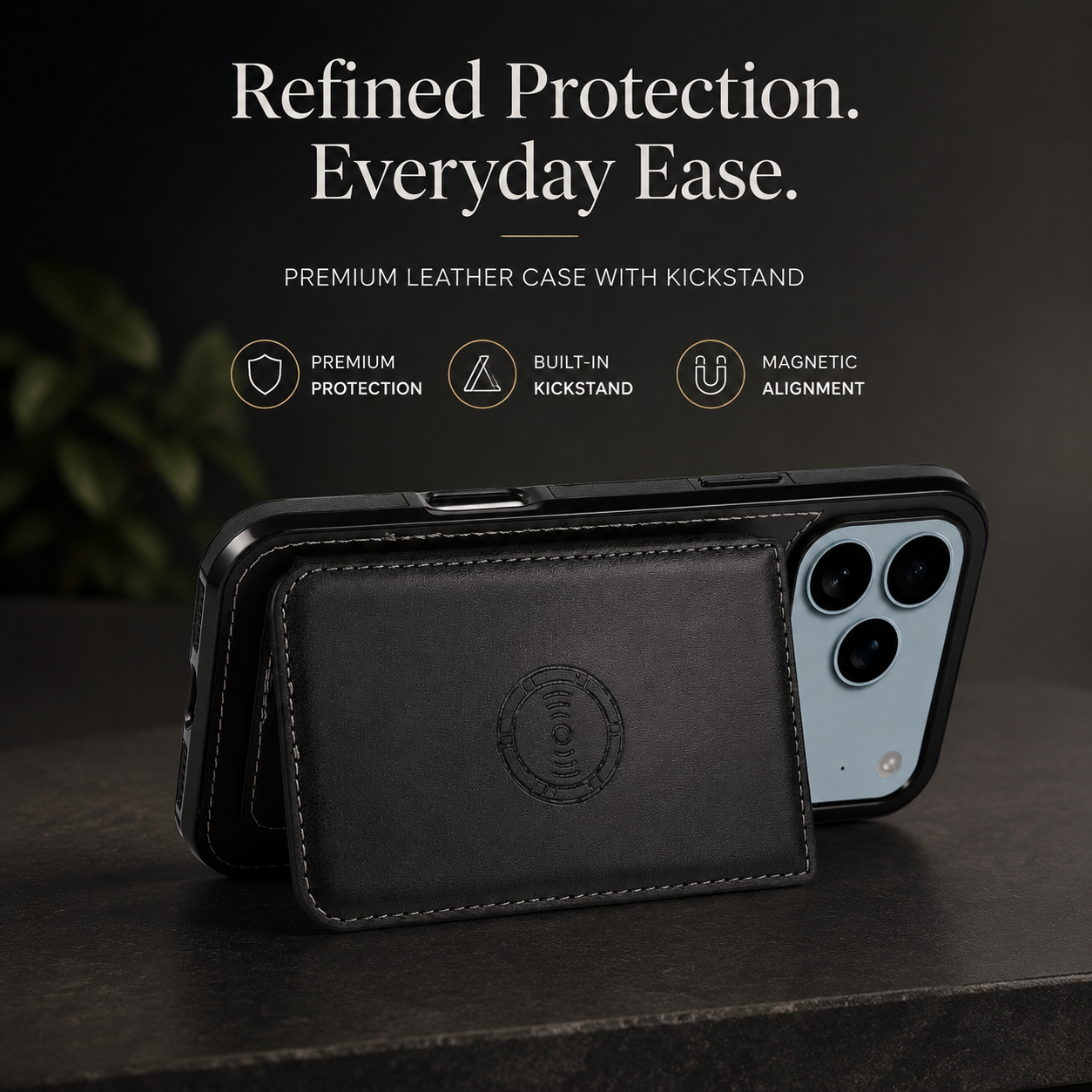 Premium iPhone Case Magnetic Leather Wallet Cover RFID Blocking Card Holder Shockproof Full Coverage Protective Cover Anti Scratch Slim Secure Design