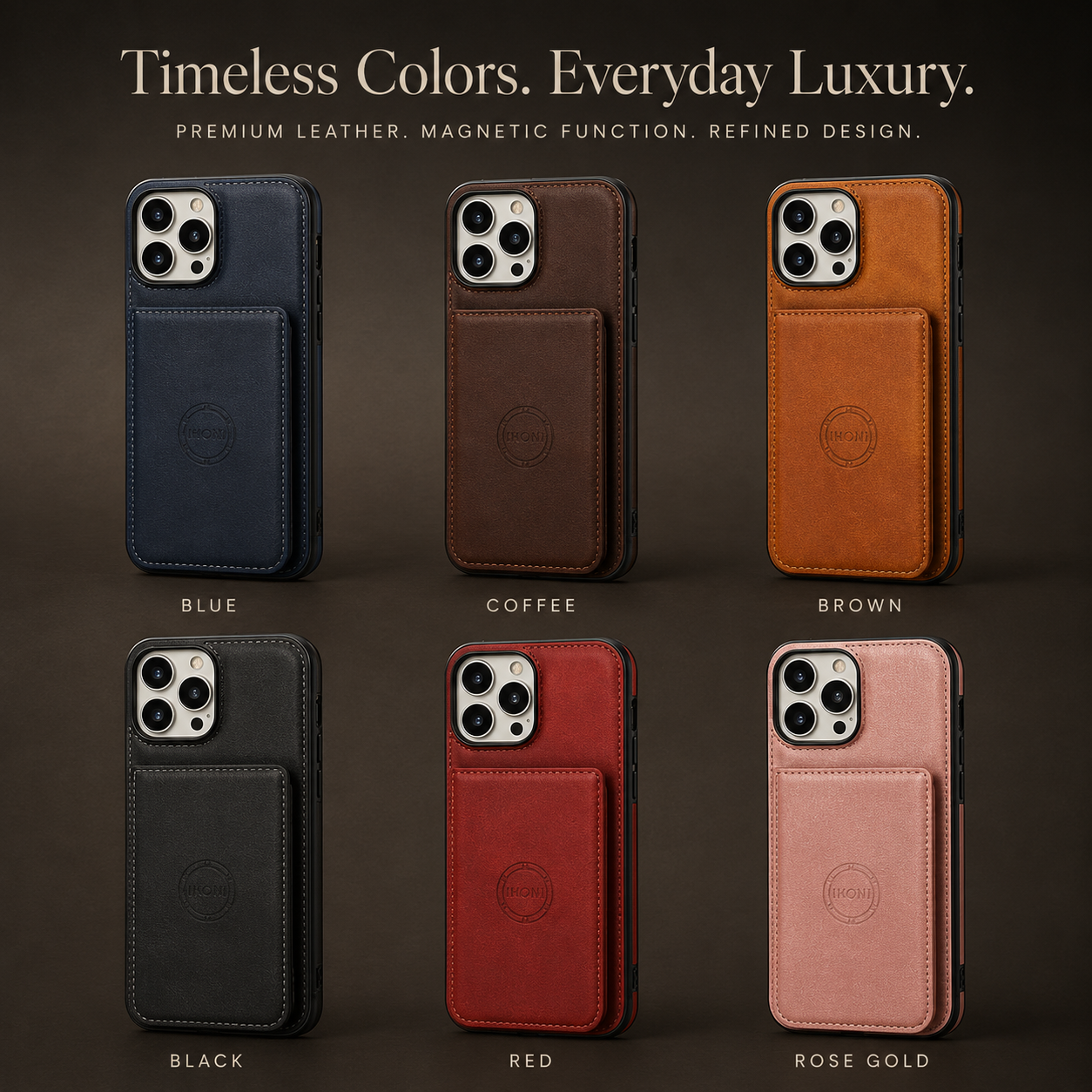 Premium iPhone Case Magnetic Leather Wallet Cover RFID Blocking Card Holder Shockproof Full Coverage Protective Cover Anti Scratch Slim Secure Design