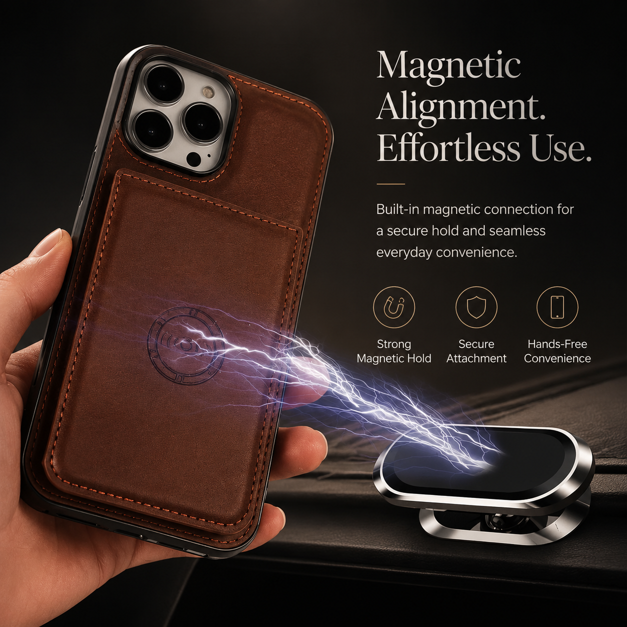 Premium iPhone Case Magnetic Leather Wallet Cover RFID Blocking Card Holder Shockproof Full Coverage Protective Cover Anti Scratch Slim Secure Design