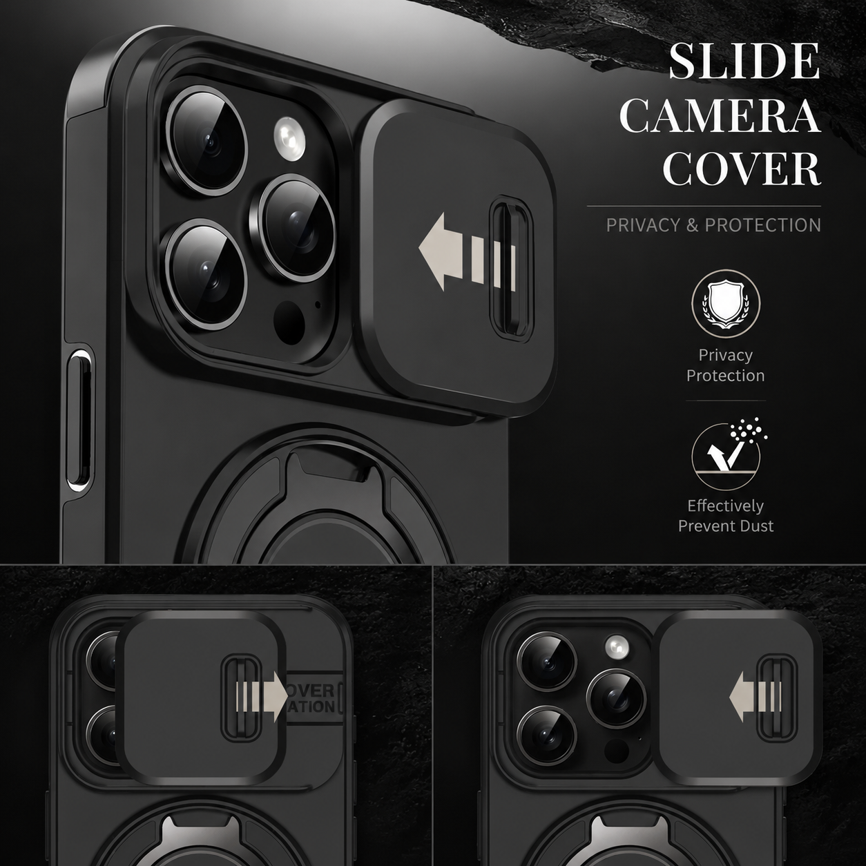 Premium iPhone Case Magnetic Rugged Armor Hard PC Cover Bracket Kickstand Shockproof Protective Anti Fingerprint Anti Scratch Full Coverage Design