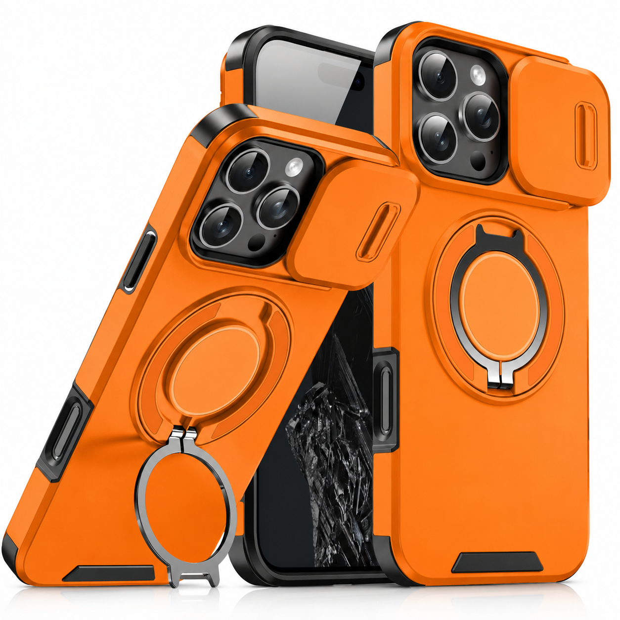 Premium iPhone Case Magnetic Rugged Armor Hard PC Cover Bracket Kickstand Shockproof Protective Anti Fingerprint Anti Scratch Full Coverage Design