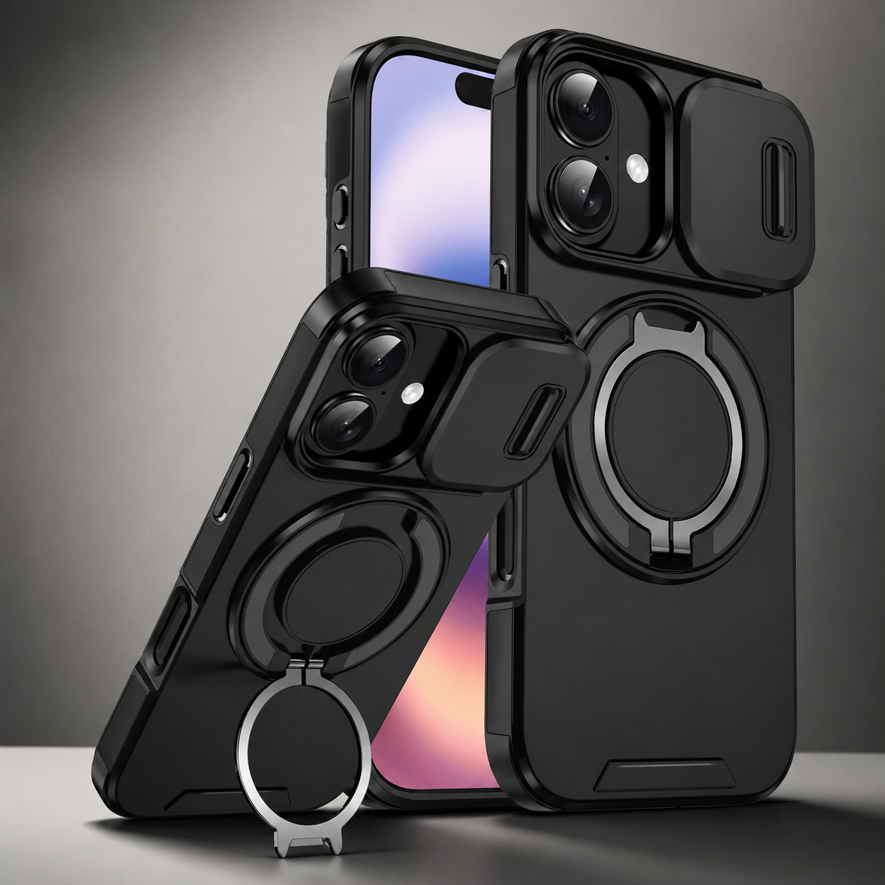 Premium iPhone Case Magnetic Rugged Armor Hard PC Cover Bracket Kickstand Shockproof Protective Anti Fingerprint Anti Scratch Full Coverage Design