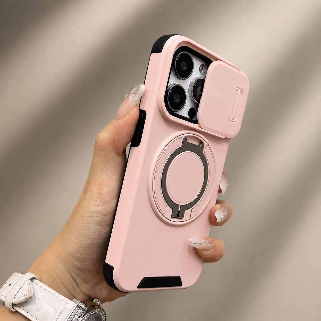 Premium iPhone Case Magnetic Rugged Armor Hard PC Cover Bracket Kickstand Shockproof Protective Anti Fingerprint Anti Scratch Full Coverage Design
