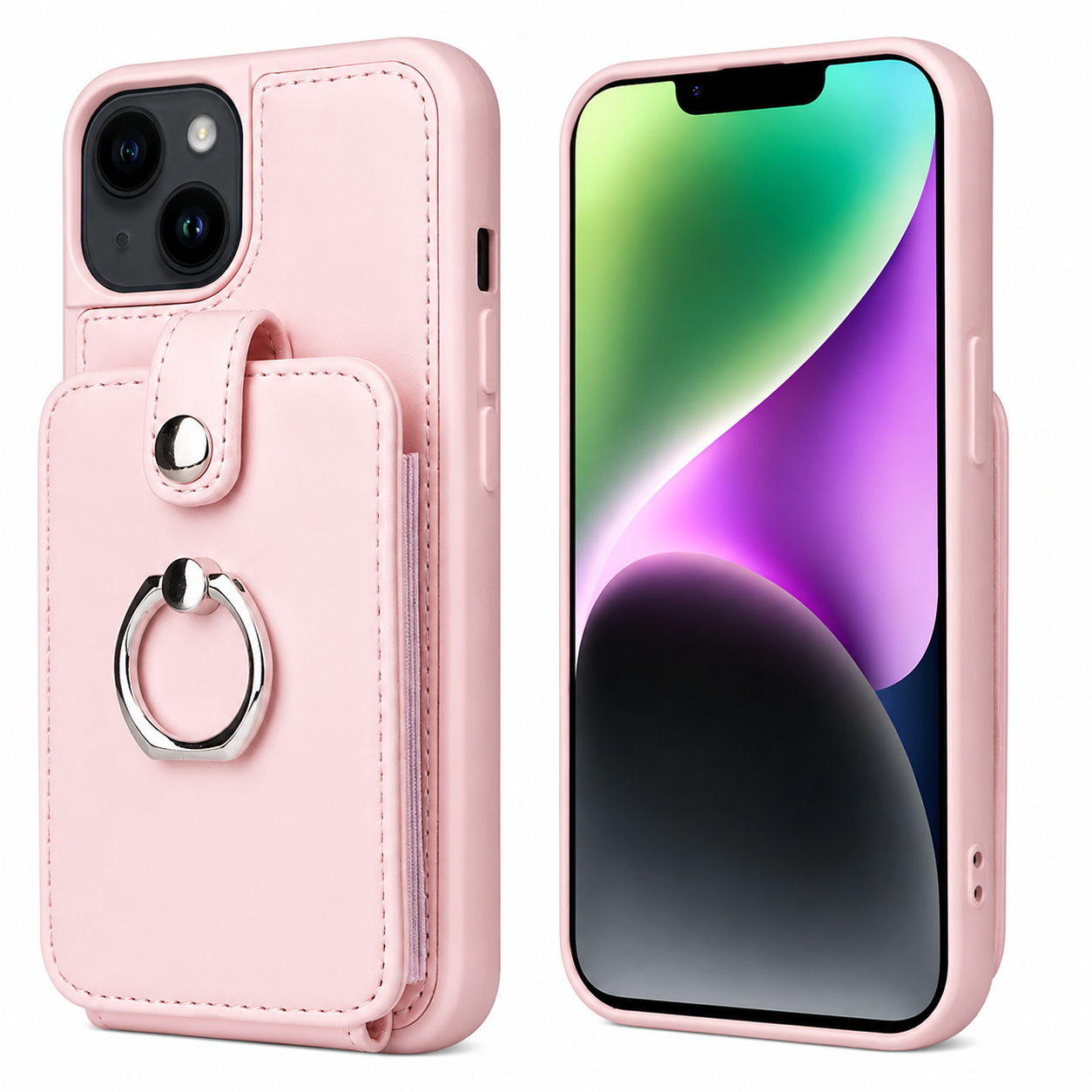Premium iPhone Case Magnetic Wallet Cover MagSafe Compatible Leather Vertical Card Holder Ring Stand Shockproof Protective Camera Lens Protection Slim Design