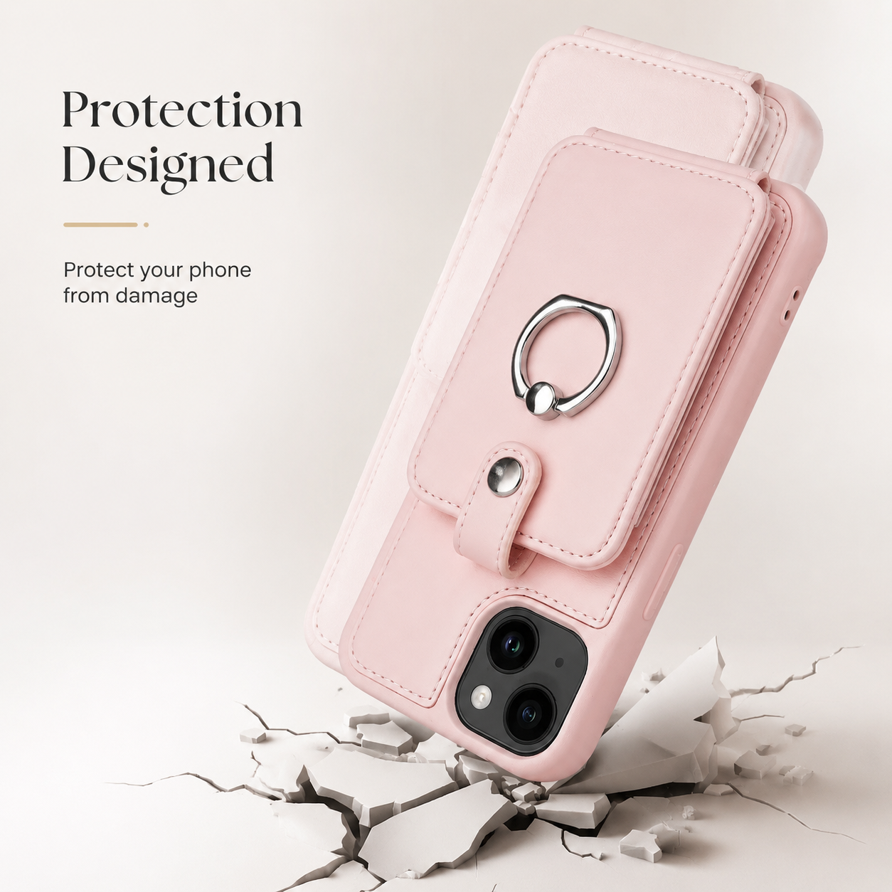 Premium iPhone Case Magnetic Wallet Cover MagSafe Compatible Leather Vertical Card Holder Ring Stand Shockproof Protective Camera Lens Protection Slim Design
