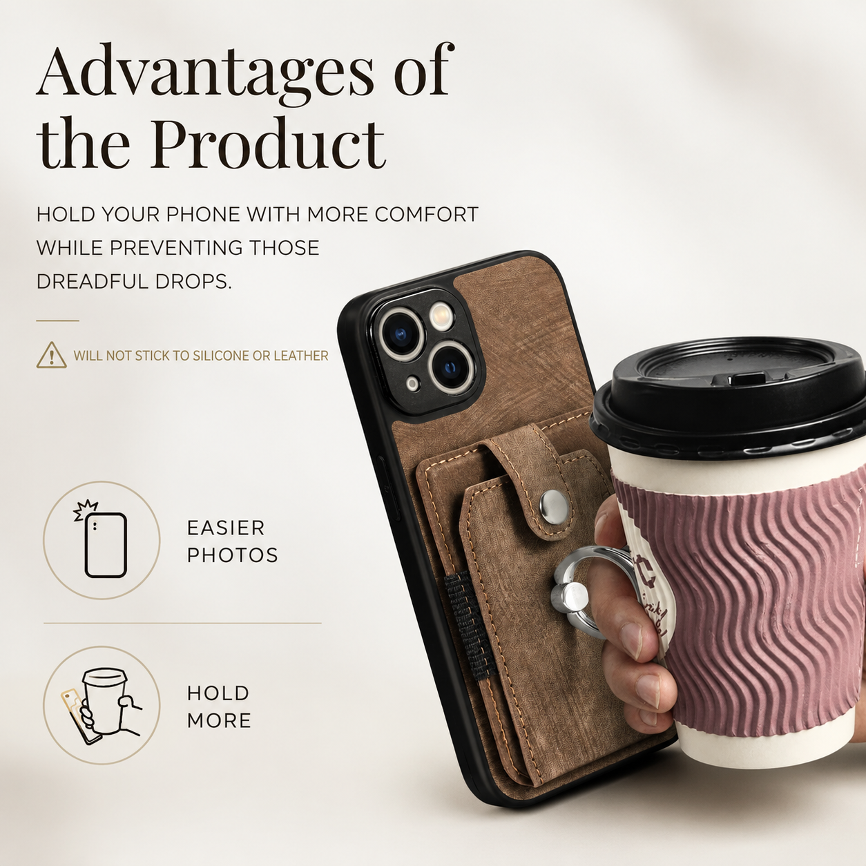 Premium iPhone Case Magnetic Wallet Cover MagSafe Compatible Leather Vertical Card Holder Ring Stand Shockproof Protective Camera Lens Protection Slim Design