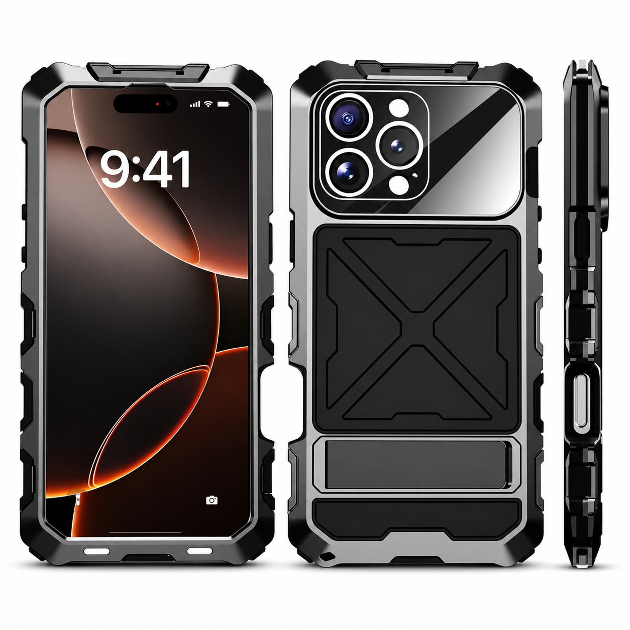 Premium iPhone Case Metal Bumper Shockproof Protective Cover Rugged Edge Protection Anti Fall Silicone Grip Slim Lightweight Open Back Design