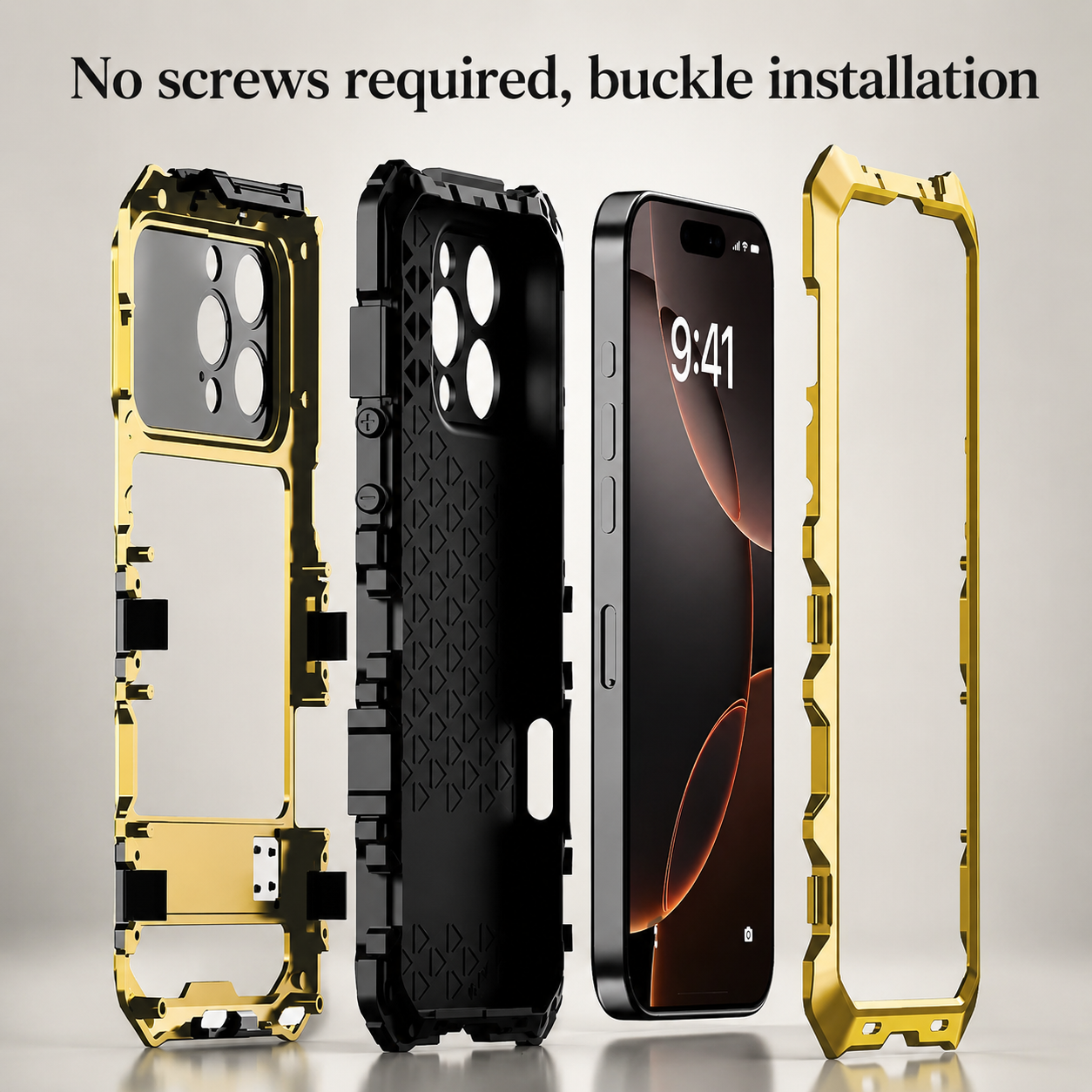 Premium iPhone Case Metal Bumper Shockproof Protective Cover Rugged Edge Protection Anti Fall Silicone Grip Slim Lightweight Open Back Design