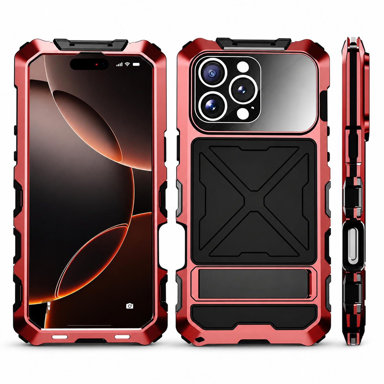 Premium iPhone Case Metal Bumper Shockproof Protective Cover Rugged Edge Protection Anti Fall Silicone Grip Slim Lightweight Open Back Design