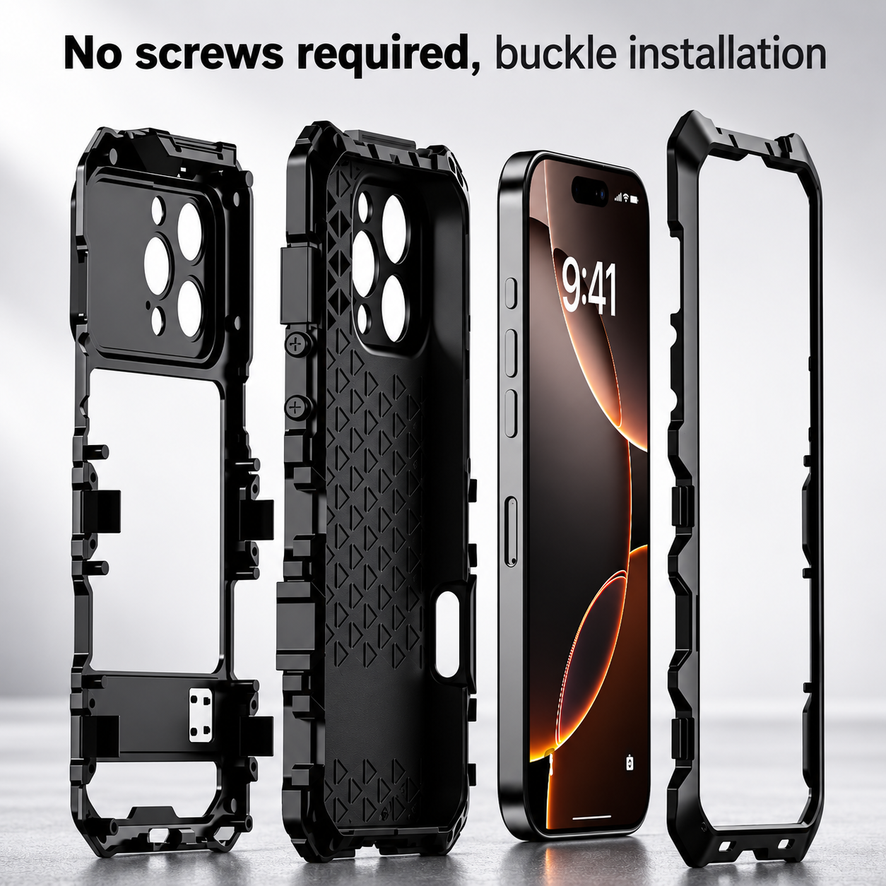 Premium iPhone Case Metal Bumper Shockproof Protective Cover Rugged Edge Protection Anti Fall Silicone Grip Slim Lightweight Open Back Design