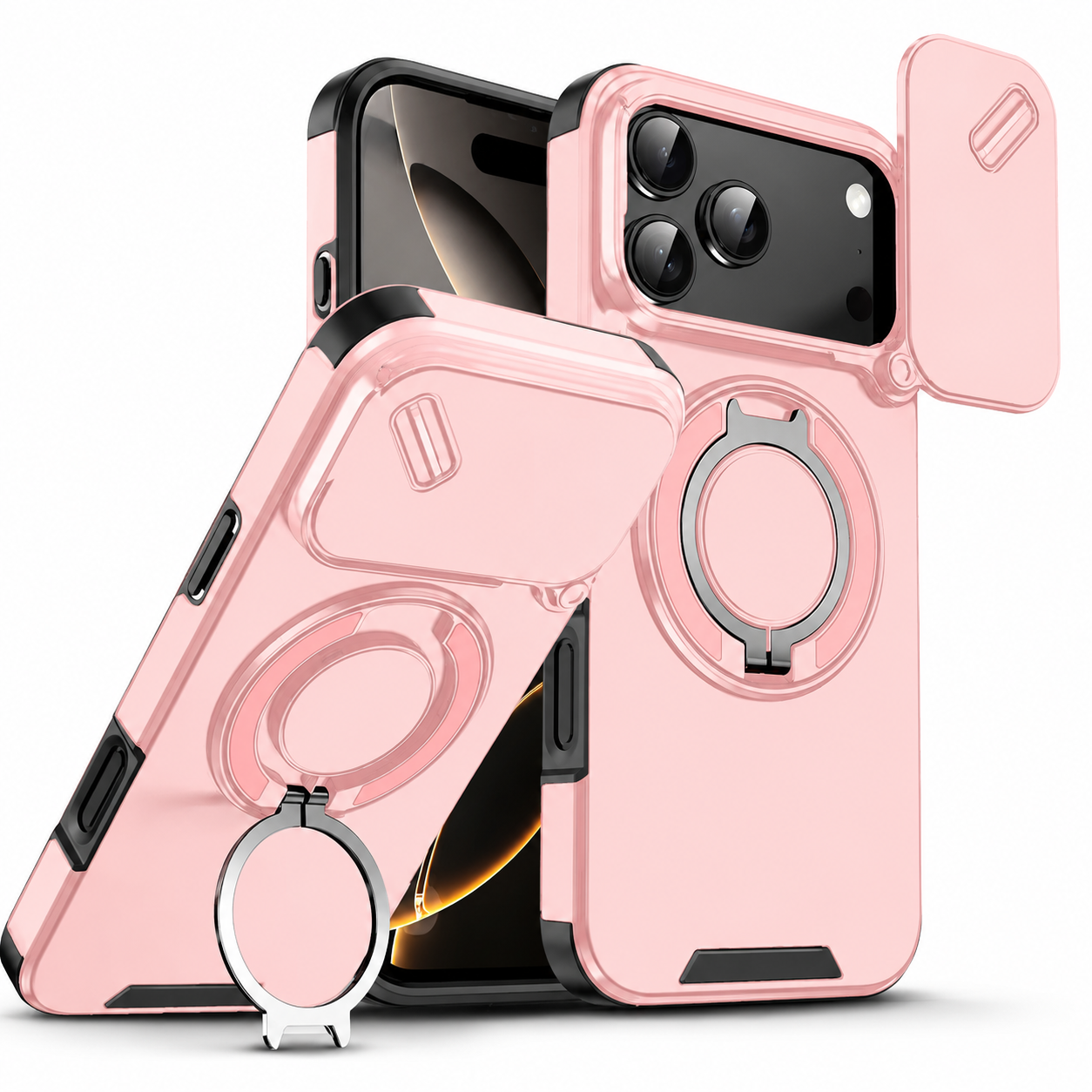 Premium iPhone Case Military Armor Magnetic Ring Cover 360 Rotating Stand Dual Layer Shockproof Camera Lens Protection Rugged Full Coverage