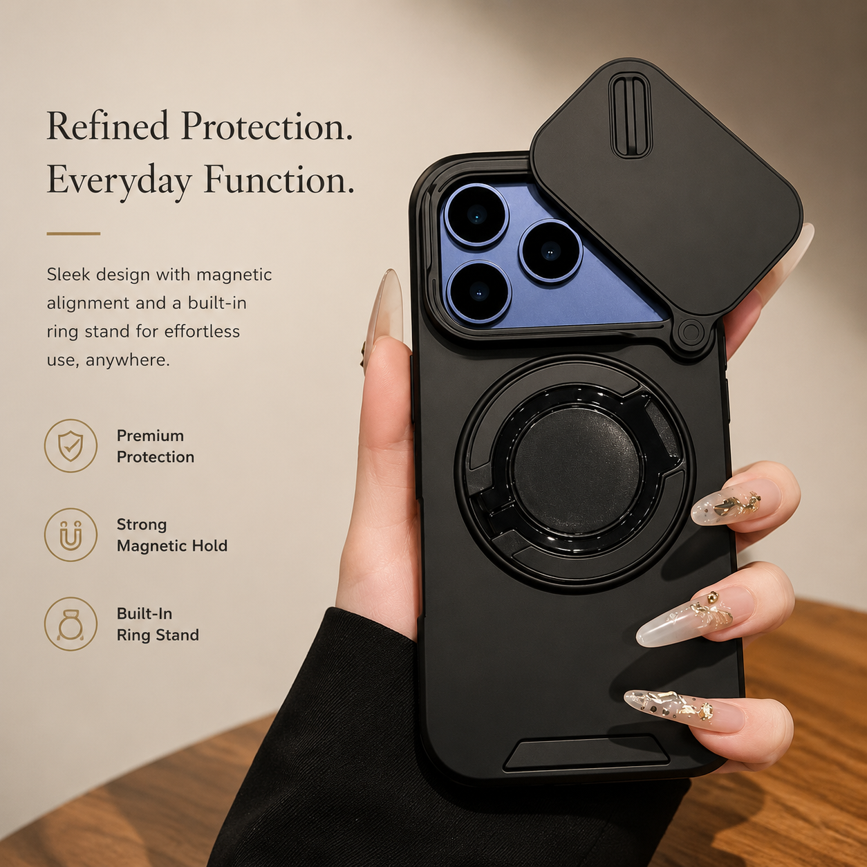 Premium iPhone Case Military Armor Magnetic Ring Cover 360 Rotating Stand Dual Layer Shockproof Camera Lens Protection Rugged Full Coverage