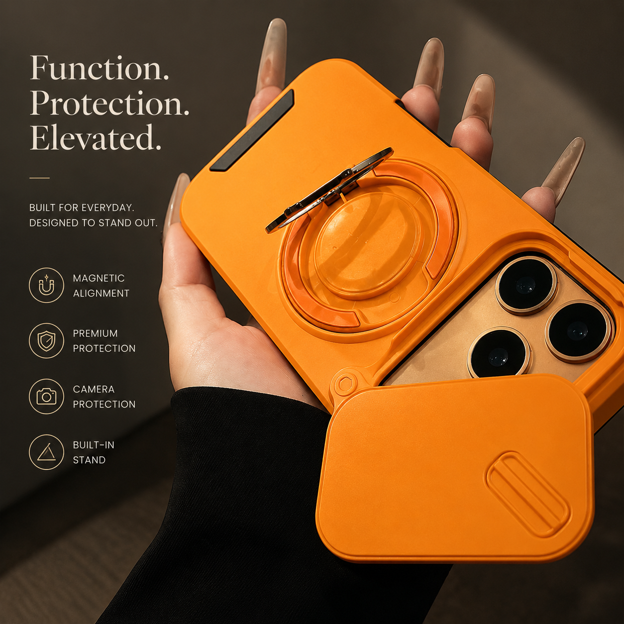 Premium iPhone Case Military Armor Magnetic Ring Cover 360 Rotating Stand Dual Layer Shockproof Camera Lens Protection Rugged Full Coverage