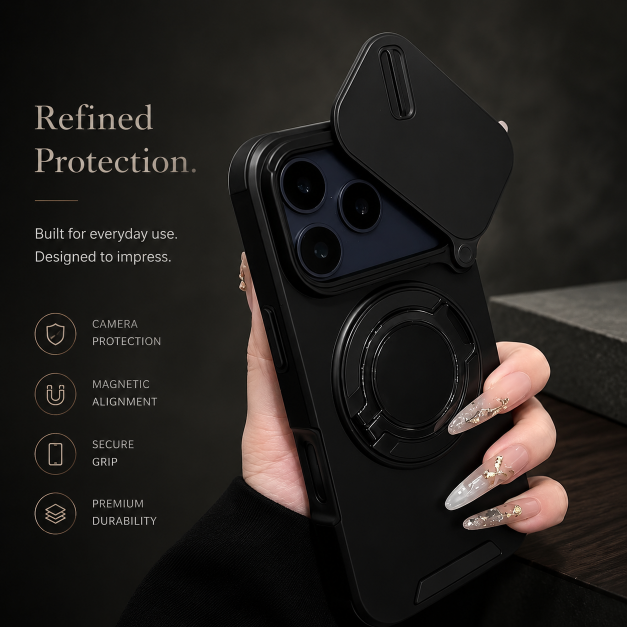 Premium iPhone Case Military Armor Magnetic Ring Cover 360 Rotating Stand Dual Layer Shockproof Camera Lens Protection Rugged Full Coverage