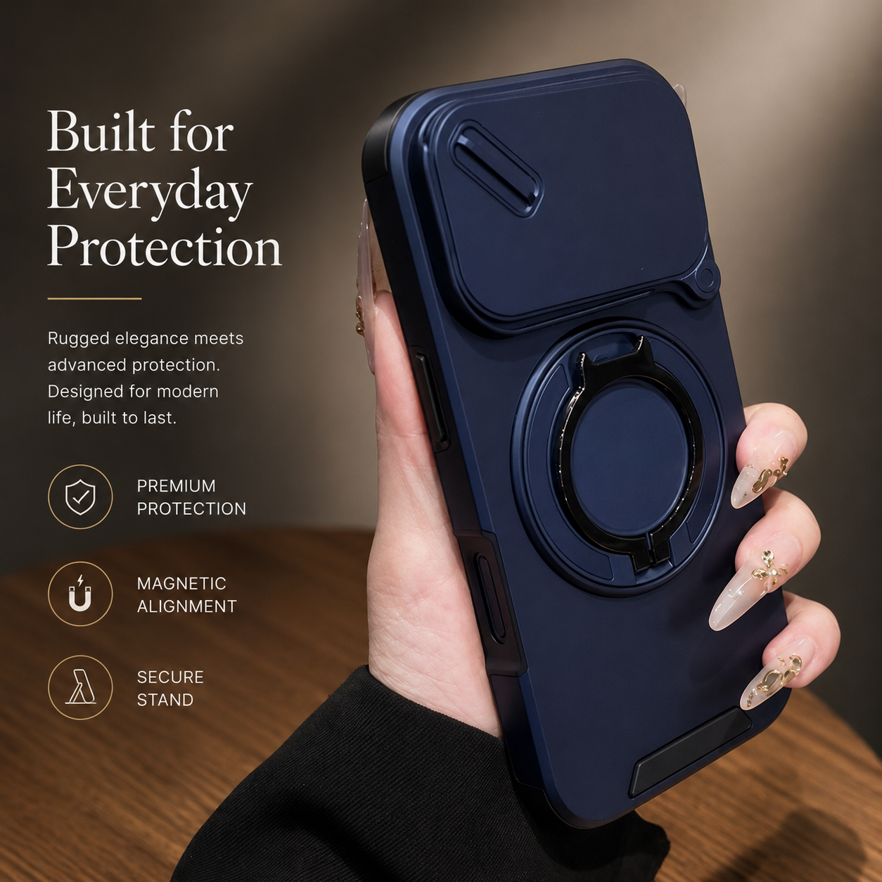 Premium iPhone Case Military Armor Magnetic Ring Cover 360 Rotating Stand Dual Layer Shockproof Camera Lens Protection Rugged Full Coverage