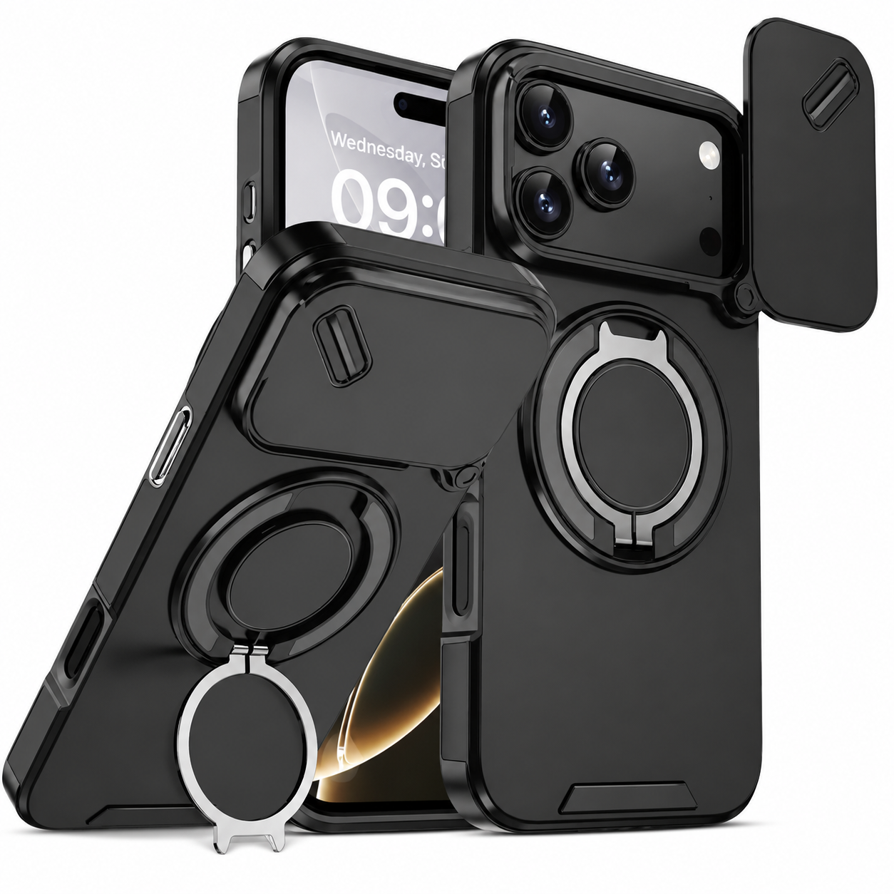Premium iPhone Case Military Armor Magnetic Ring Cover 360 Rotating Stand Dual Layer Shockproof Camera Lens Protection Rugged Full Coverage