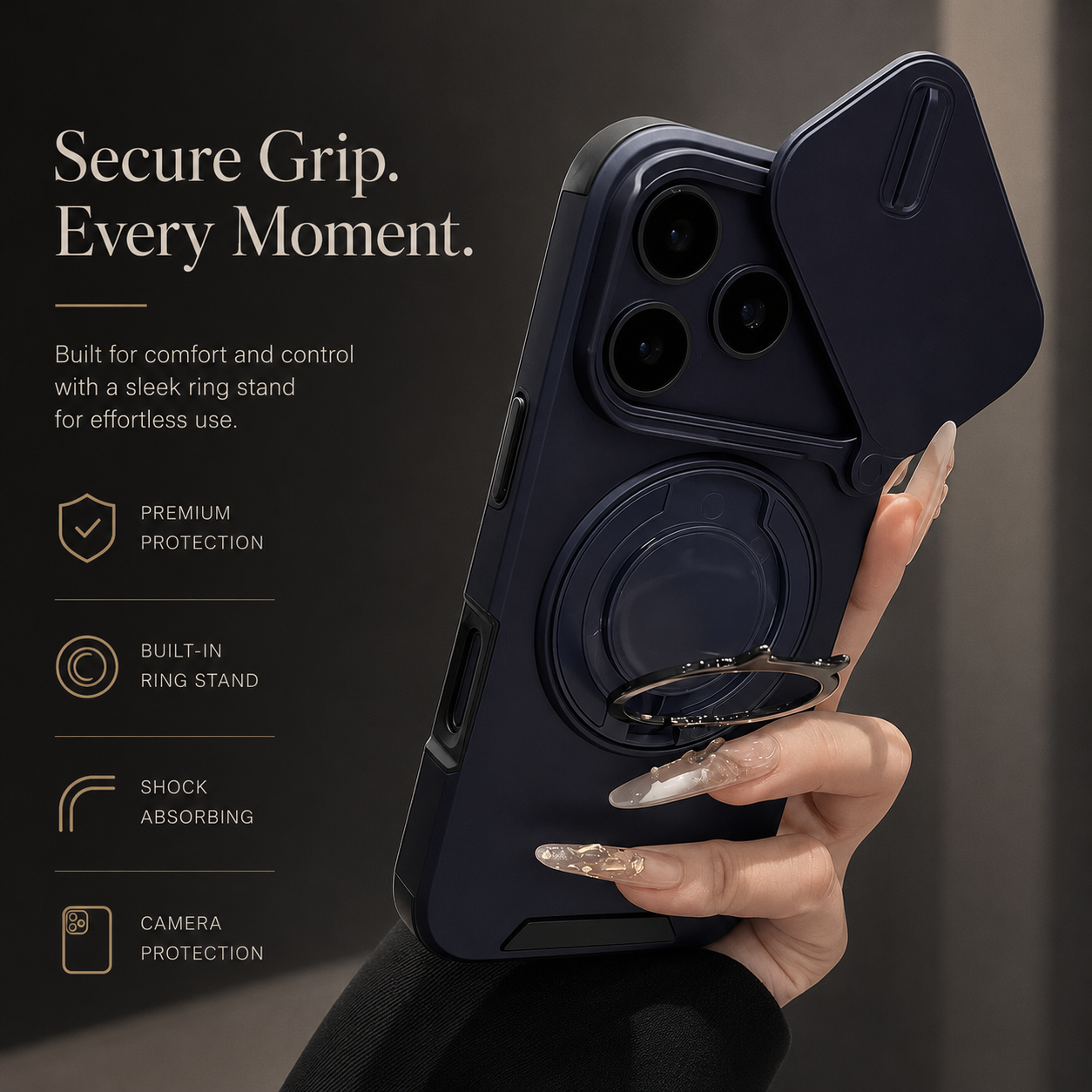 Premium iPhone Case Military Armor Magnetic Ring Cover 360 Rotating Stand Dual Layer Shockproof Camera Lens Protection Rugged Full Coverage