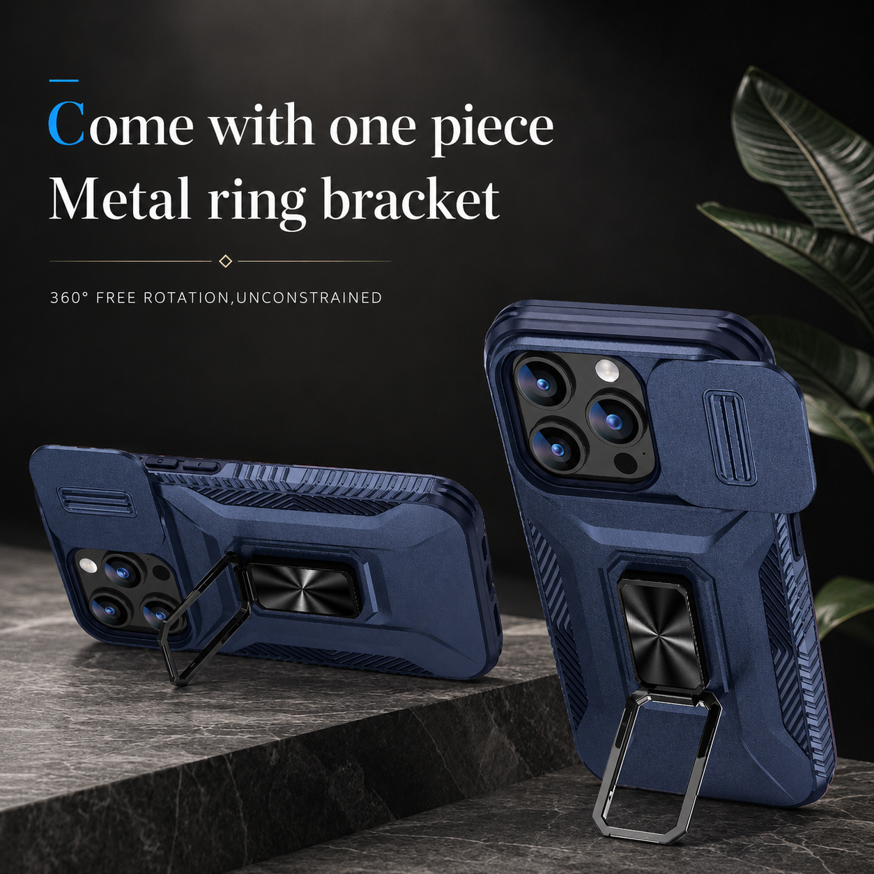 Premium iPhone Case Military Grade Shockproof Protective Cover Slide Camera Lens Protection Rotary Stand Anti Slip Rugged Dual Layer PC TPU Design