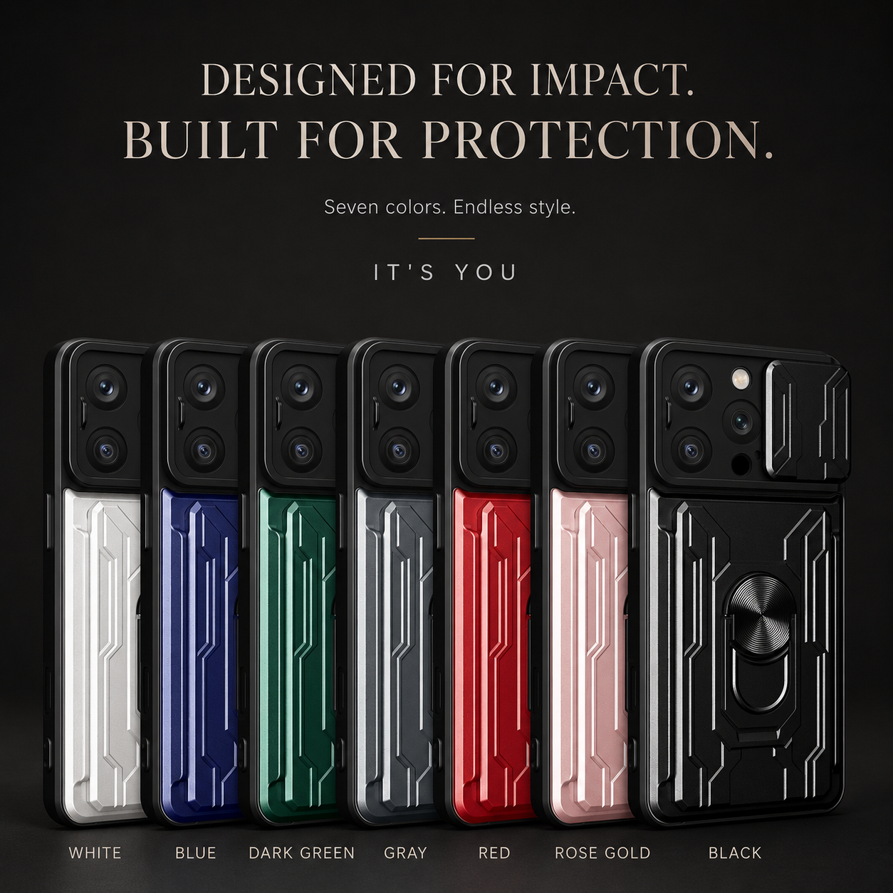 Premium iPhone Case Rugged Armor Cover Shockproof Dual Layer Card Holder 360 Ring Stand Magnetic Mount Full Edge Protection Protective Cover