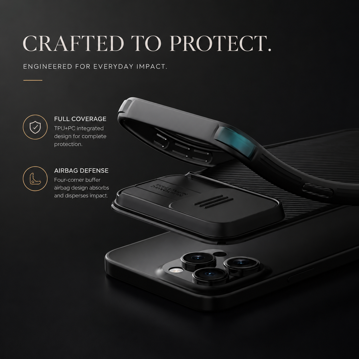 Premium iPhone Case Rugged CamShield Magnetic Protective Cover Sliding Camera Lens Protection Shockproof TPU PC Dual Layer Anti Scratch Full Edge Defense