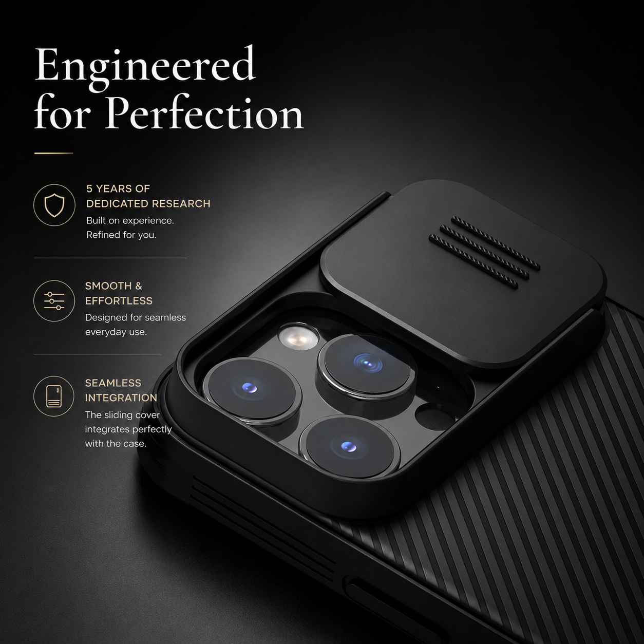 Premium iPhone Case Rugged CamShield Magnetic Protective Cover Sliding Camera Lens Protection Shockproof TPU PC Dual Layer Anti Scratch Full Edge Defense