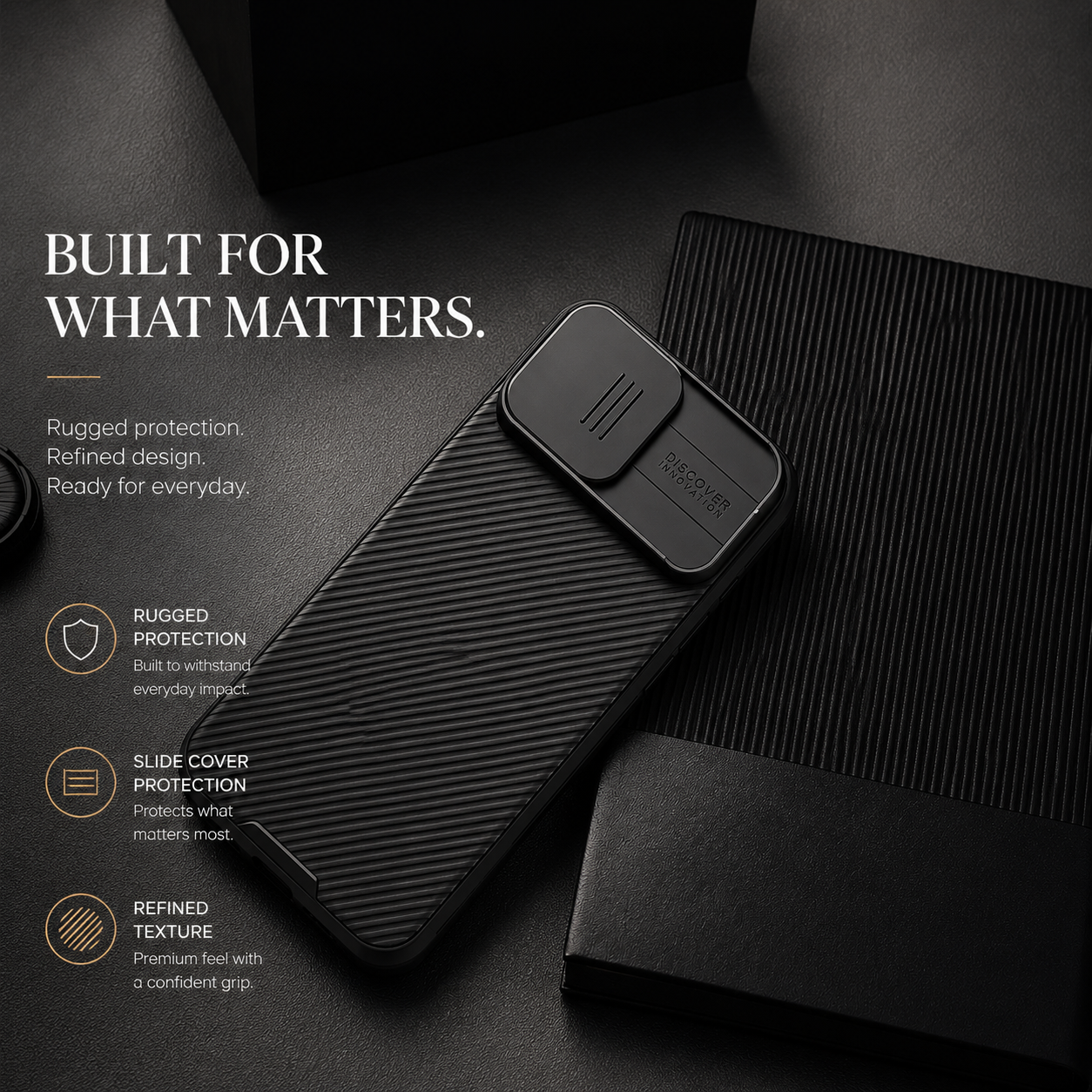 Premium iPhone Case Rugged CamShield Magnetic Protective Cover Sliding Camera Lens Protection Shockproof TPU PC Dual Layer Anti Scratch Full Edge Defense