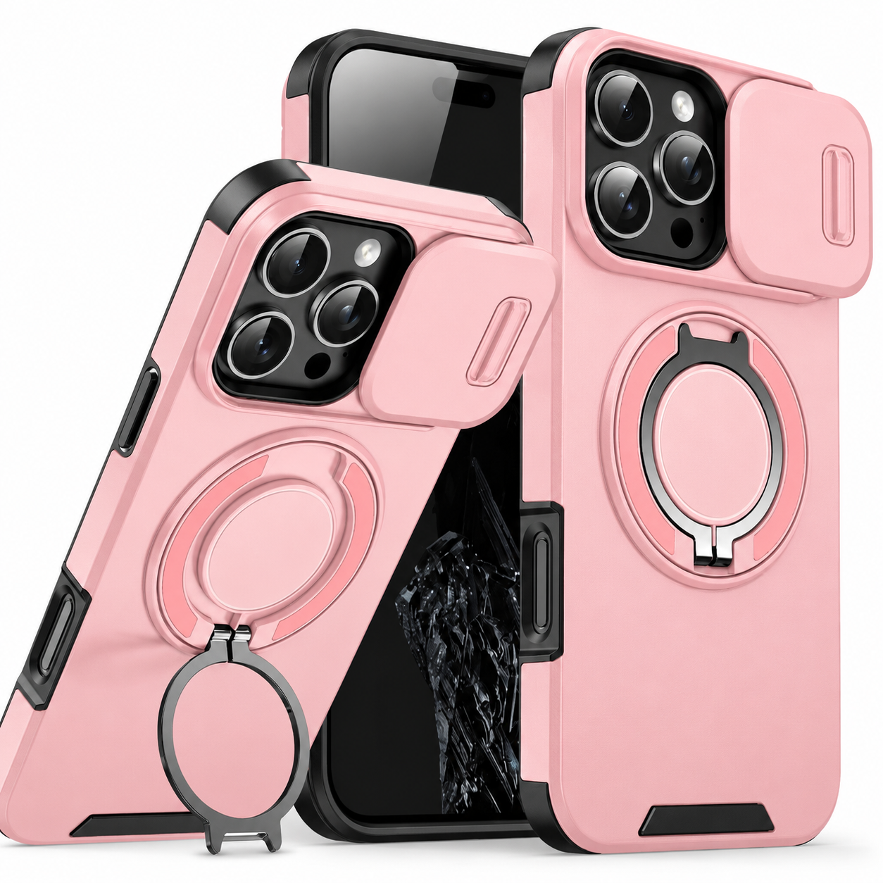 Premium iPhone Case Rugged Magnetic Armor Cover Slide Camera Protection Dual Layer Shockproof PC TPU Anti Fingerprint Non Slip Full Coverage