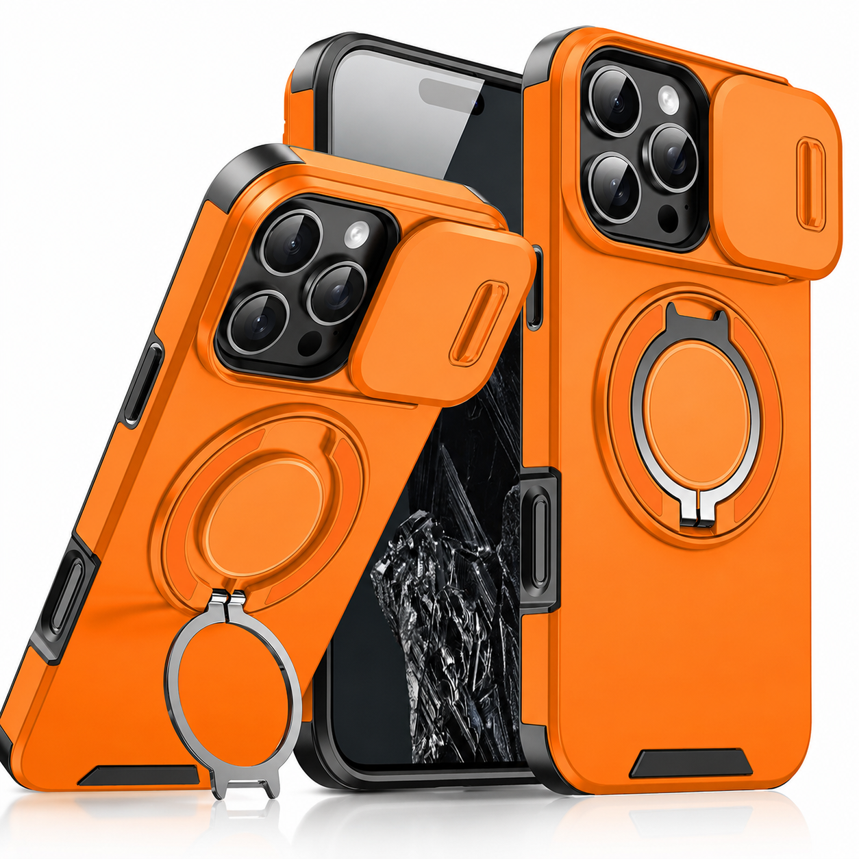 Premium iPhone Case Rugged Magnetic Armor Cover Slide Camera Protection Dual Layer Shockproof PC TPU Anti Fingerprint Non Slip Full Coverage