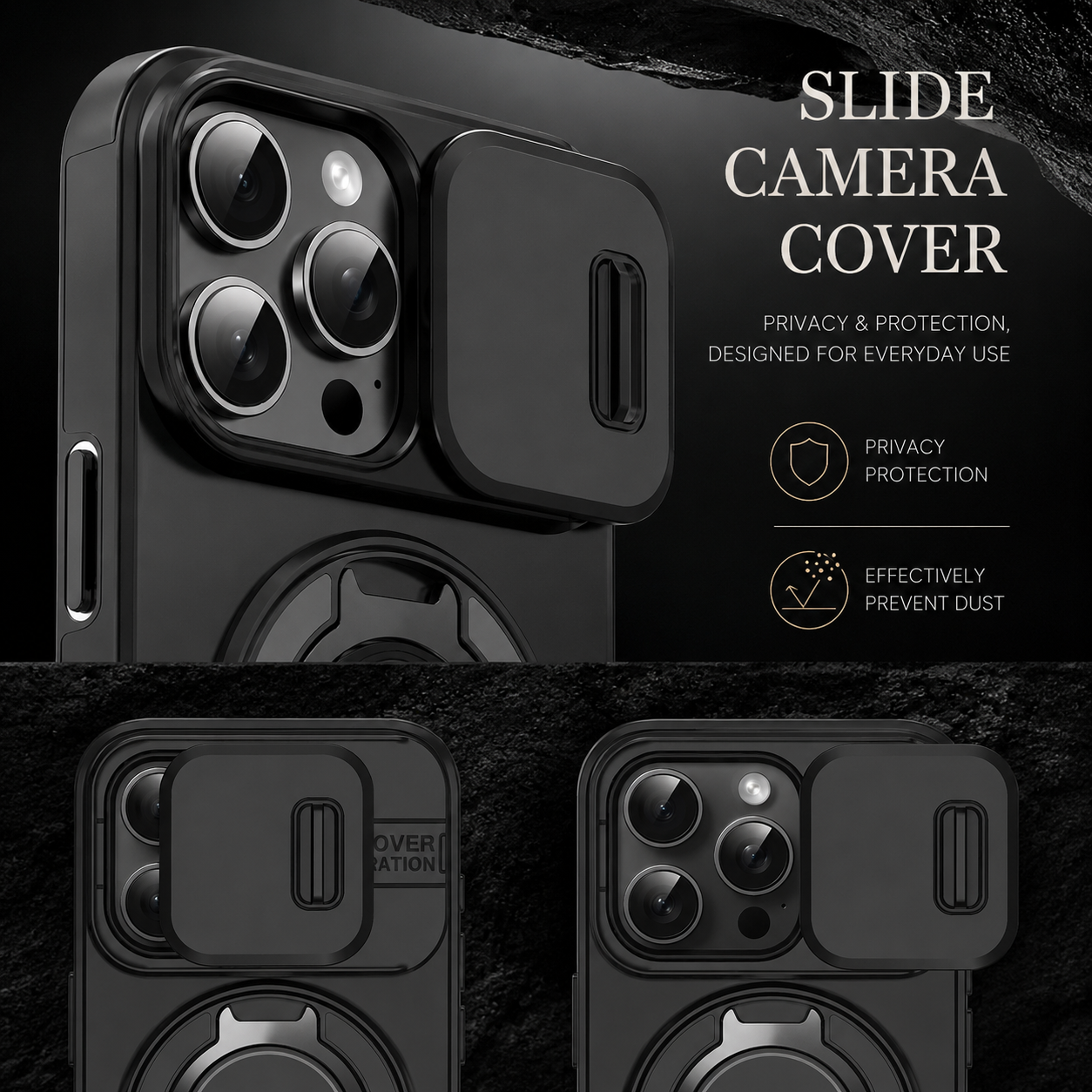 Premium iPhone Case Rugged Magnetic Armor Cover Slide Camera Protection Dual Layer Shockproof PC TPU Anti Fingerprint Non Slip Full Coverage
