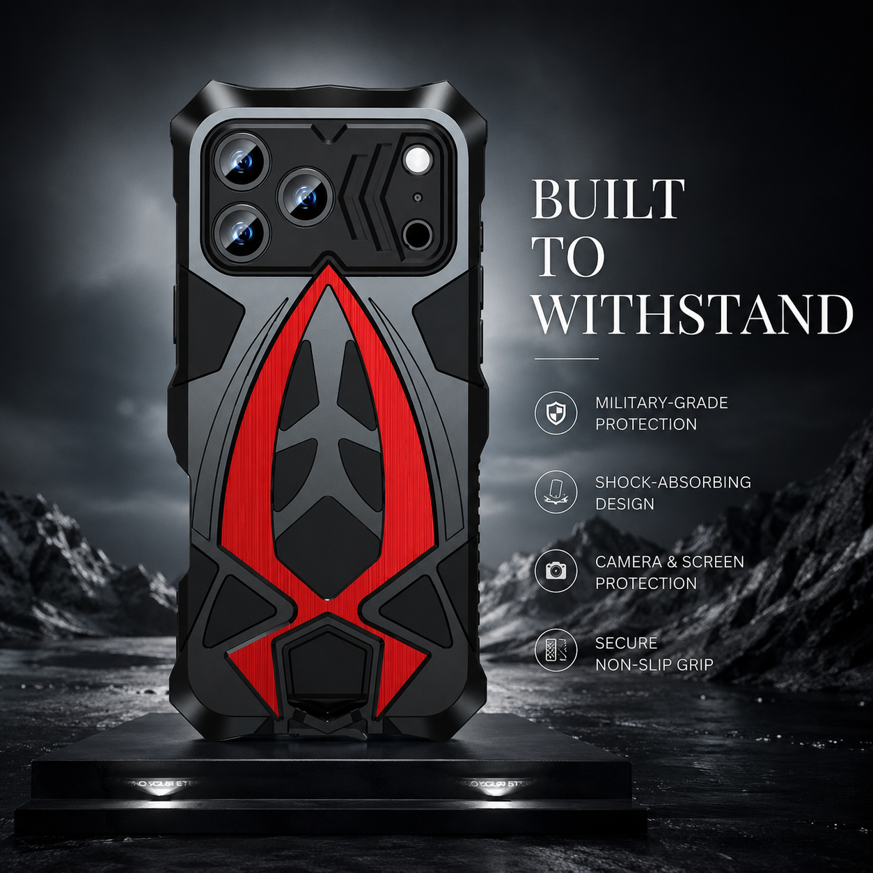 Premium iPhone Case Rugged Metal Frame Armor Protective Cover Camera Lens Protection Shockproof Heavy Duty Anti Scratch Dustproof Full Edge Defense