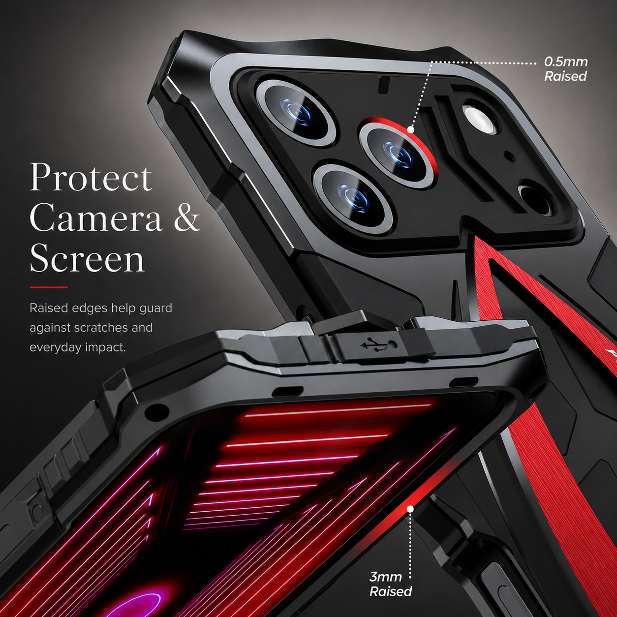 Premium iPhone Case Rugged Metal Frame Armor Protective Cover Camera Lens Protection Shockproof Heavy Duty Anti Scratch Dustproof Full Edge Defense