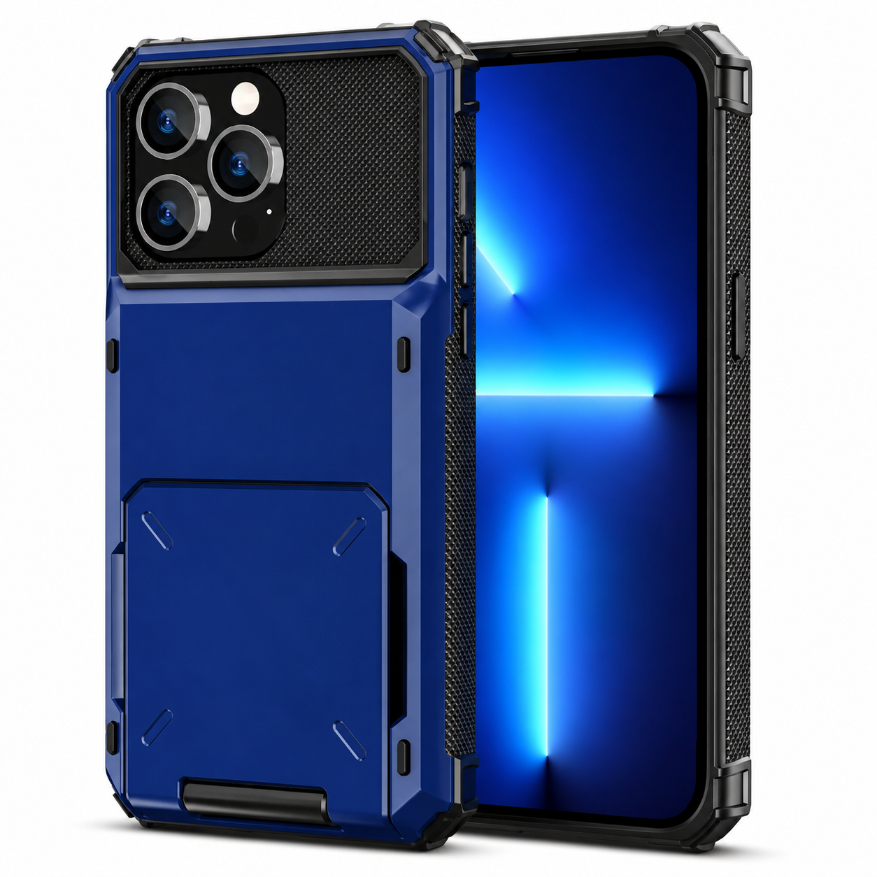 Premium iPhone Case Slide Wallet Card Holder Dual Layer PC Armor Cover Shockproof Protective Anti Fingerprint Non Slip Business Design