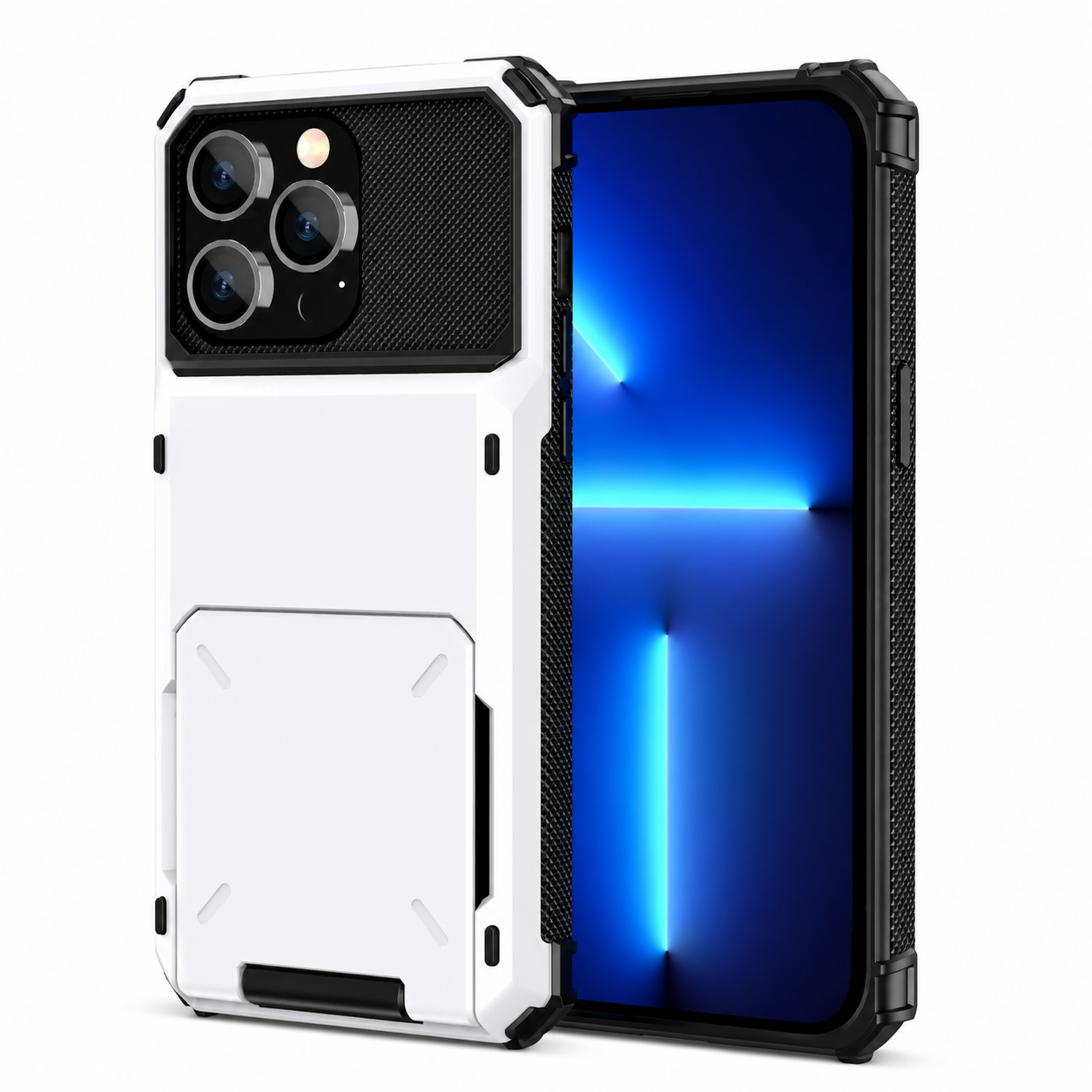 Premium iPhone Case Slide Wallet Card Holder Dual Layer PC Armor Cover Shockproof Protective Anti Fingerprint Non Slip Business Design