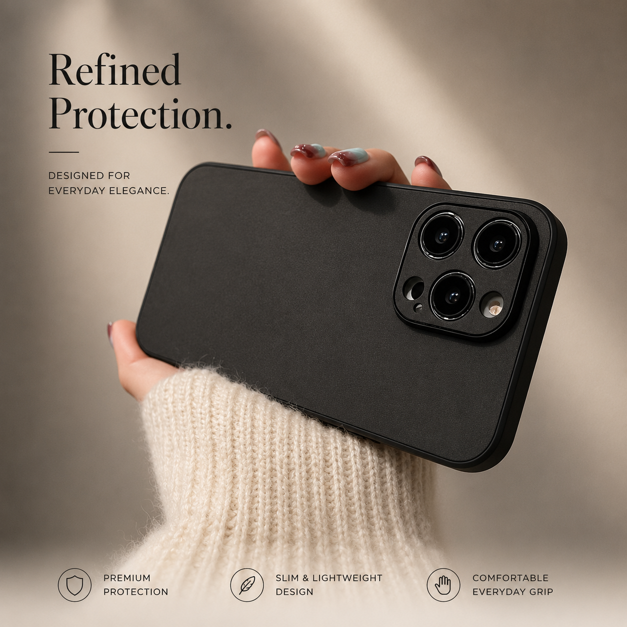 Premium iPhone Case Suede Leather Protective Cover Camera Lens Protection Shockproof Non Slip Soft Silicone Edges Electroplated Ultra Thin Slim Full Coverage Design