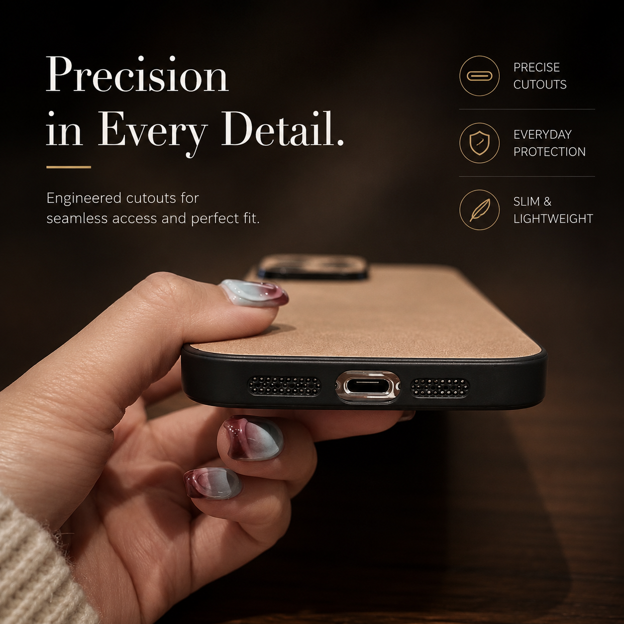 Premium iPhone Case Suede Leather Protective Cover Camera Lens Protection Shockproof Non Slip Soft Silicone Edges Electroplated Ultra Thin Slim Full Coverage Design