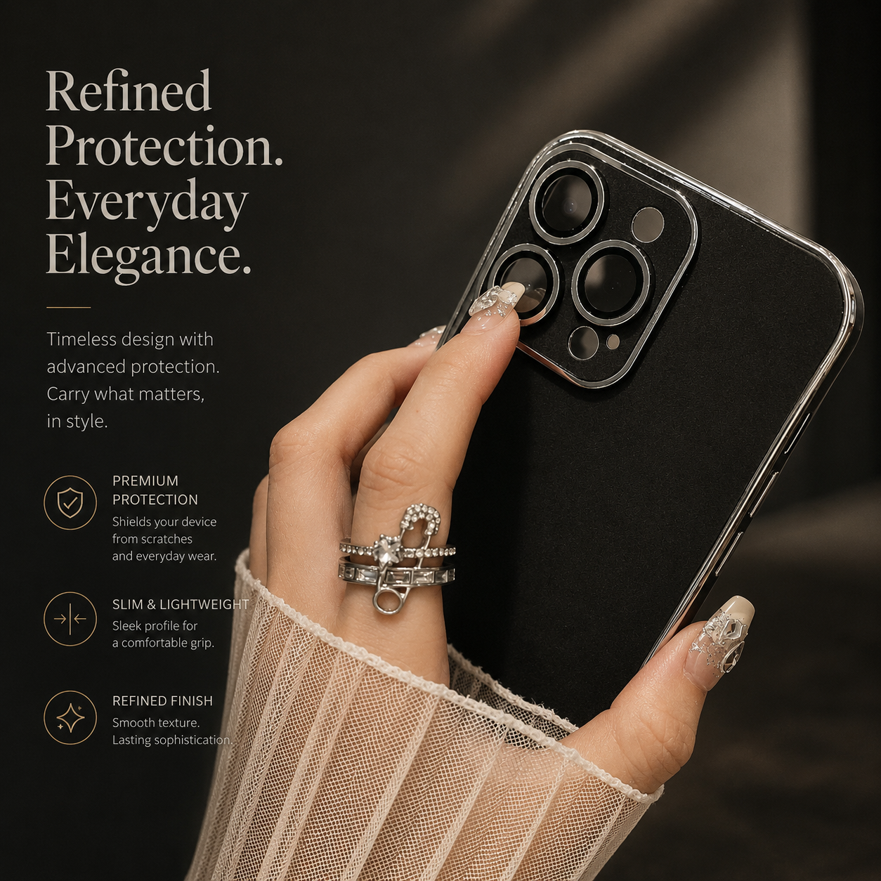 Premium iPhone Case Suede Leather Protective Cover Camera Lens Protection Shockproof Non Slip Soft Silicone Edges Electroplated Ultra Thin Slim Full Coverage Design