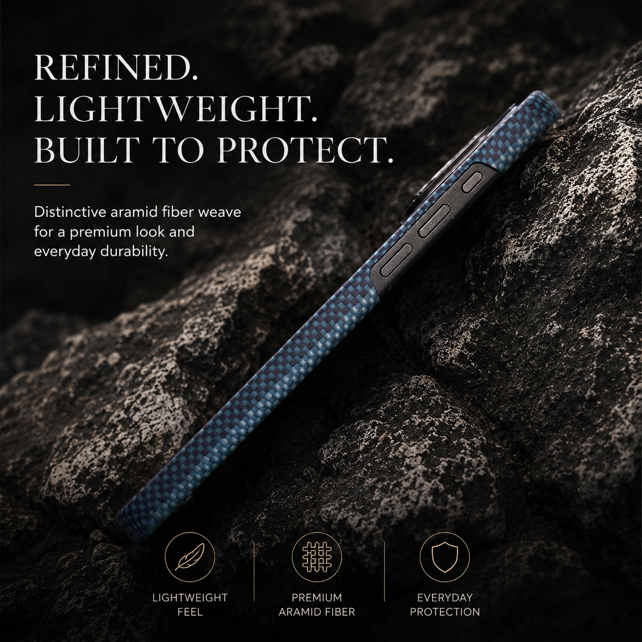 Premium iPhone Case Ultra Thin Carbon Fiber Aramid Cover Lightweight Shockproof Full Coverage Anti Fingerprint Anti Scratch Slim Protective Design